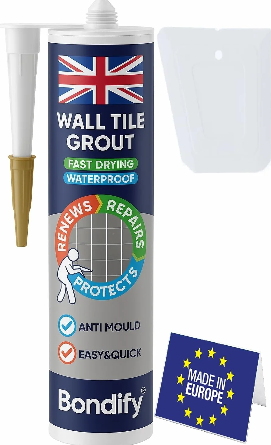 Séchage Rapide Joint Carrelage Mural Blanc Étanche, Cartouche de 450g Colle Joint Carrelage Salle de Bain Blanc pour Douche, Cuisine, Ready Mixed Grout Repair Kit White Exterieur et Intérieur