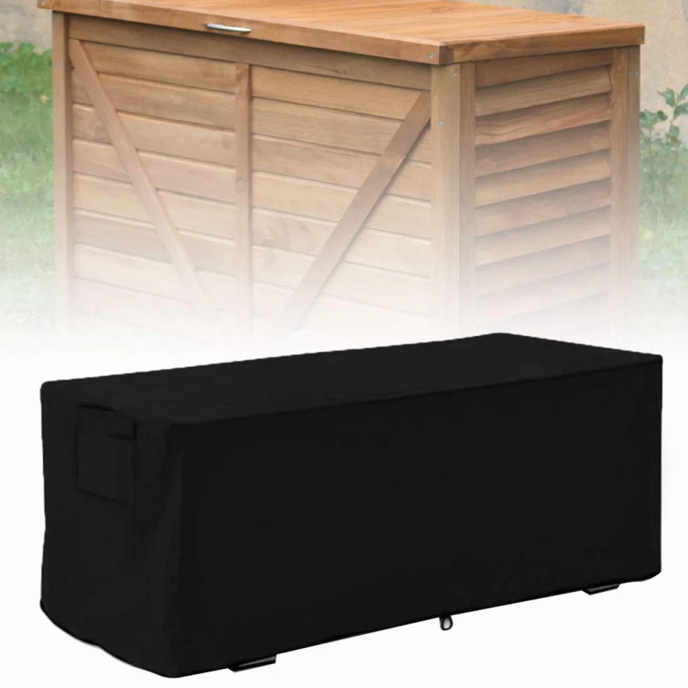 Housse Boîte Rangement Extérieur Jardin Tissu Oxford 210D Imperméable Anti-UV Noir 123x62x55cm Anti-Vent