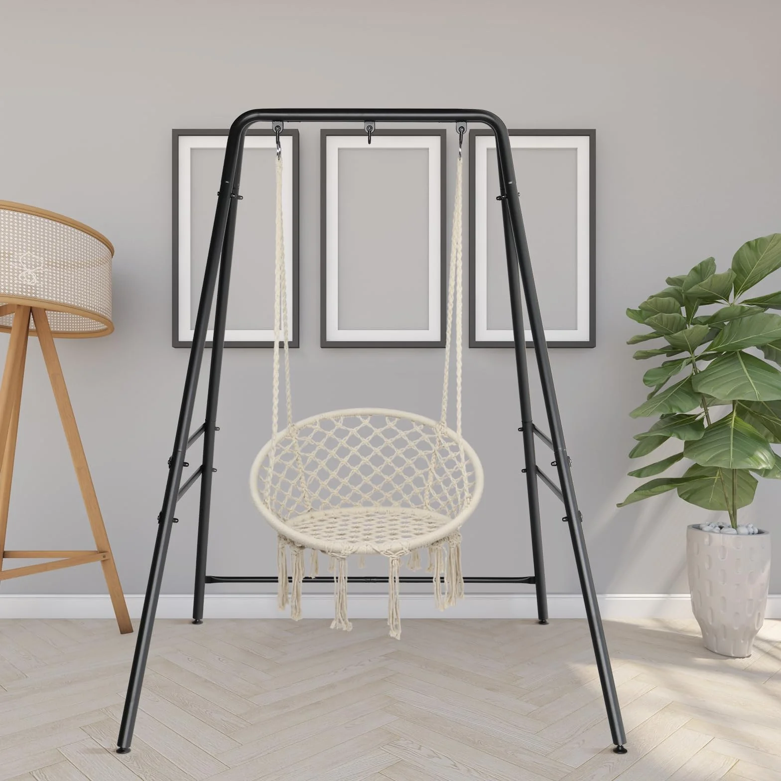 LEADZM Support Hamac Portable Double Barre Transversale 133×137×180 cm
