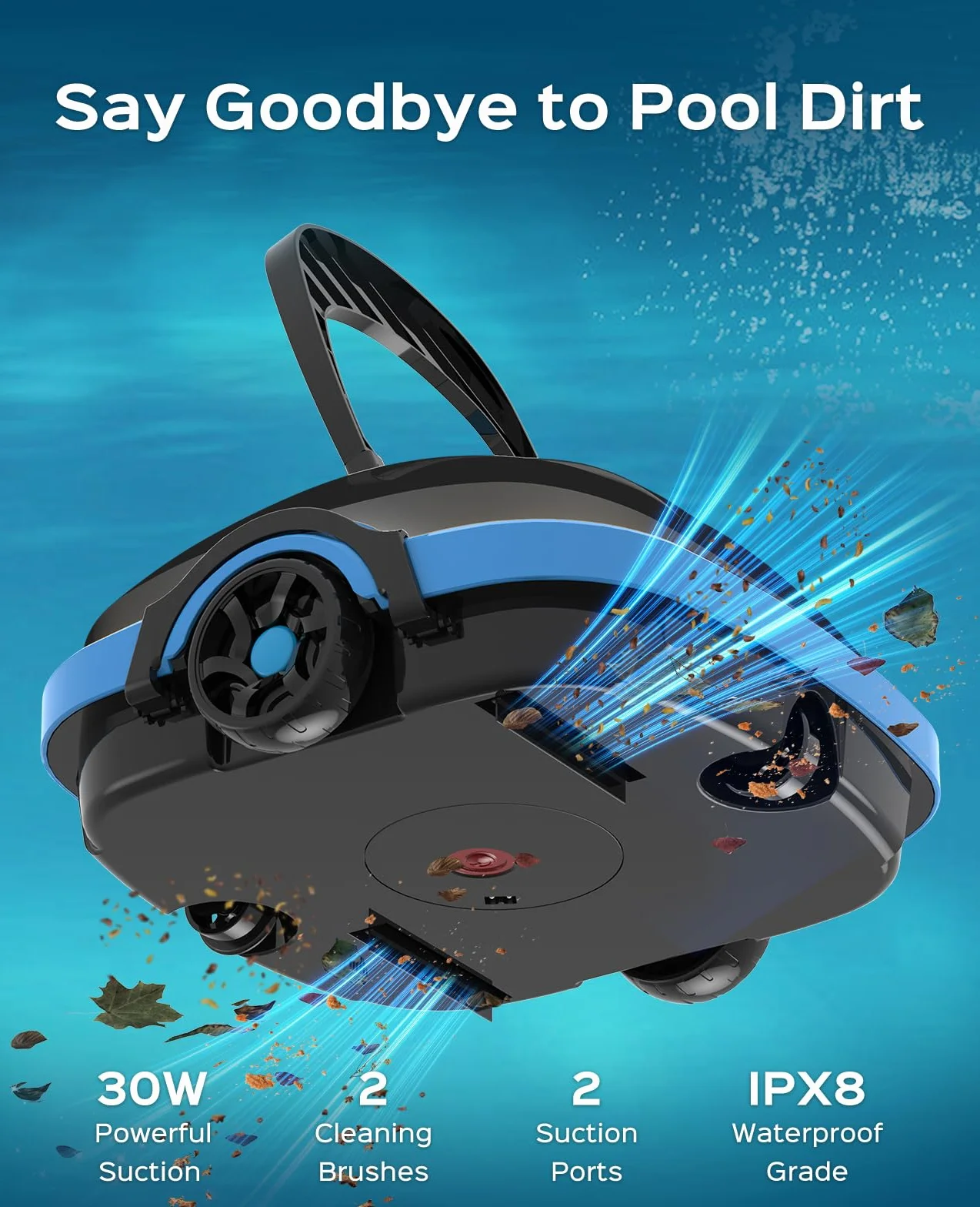 WYBOT Osprey 200 Robot Piscine sans Fil, Aspirateur Automatique Moteurs Doubles, Filtration 180 µm, pour Piscines Hors Sol 50m² Noir