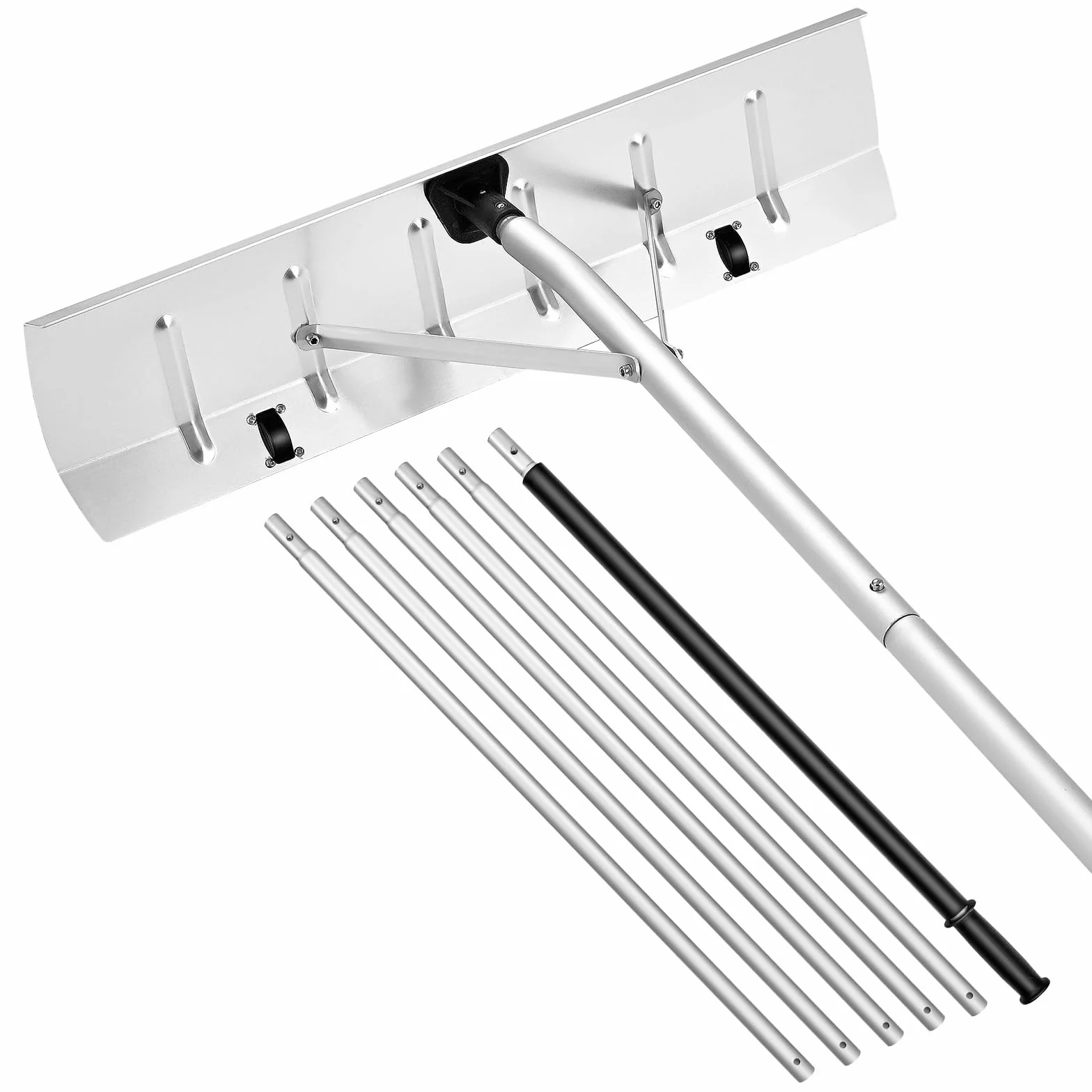 VEVOR Râteau à Neige de Toit 66 cm Réglable 1,42-6,06 m Grattoir Aluminium Roues Poignée Antidérapante