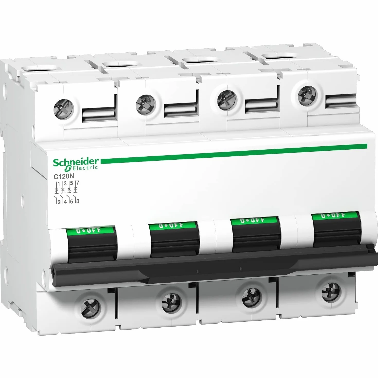 disjoncteur schneider - c120n - 4 pôles - 125 ampères - courbe c - schneider electric a9n18377