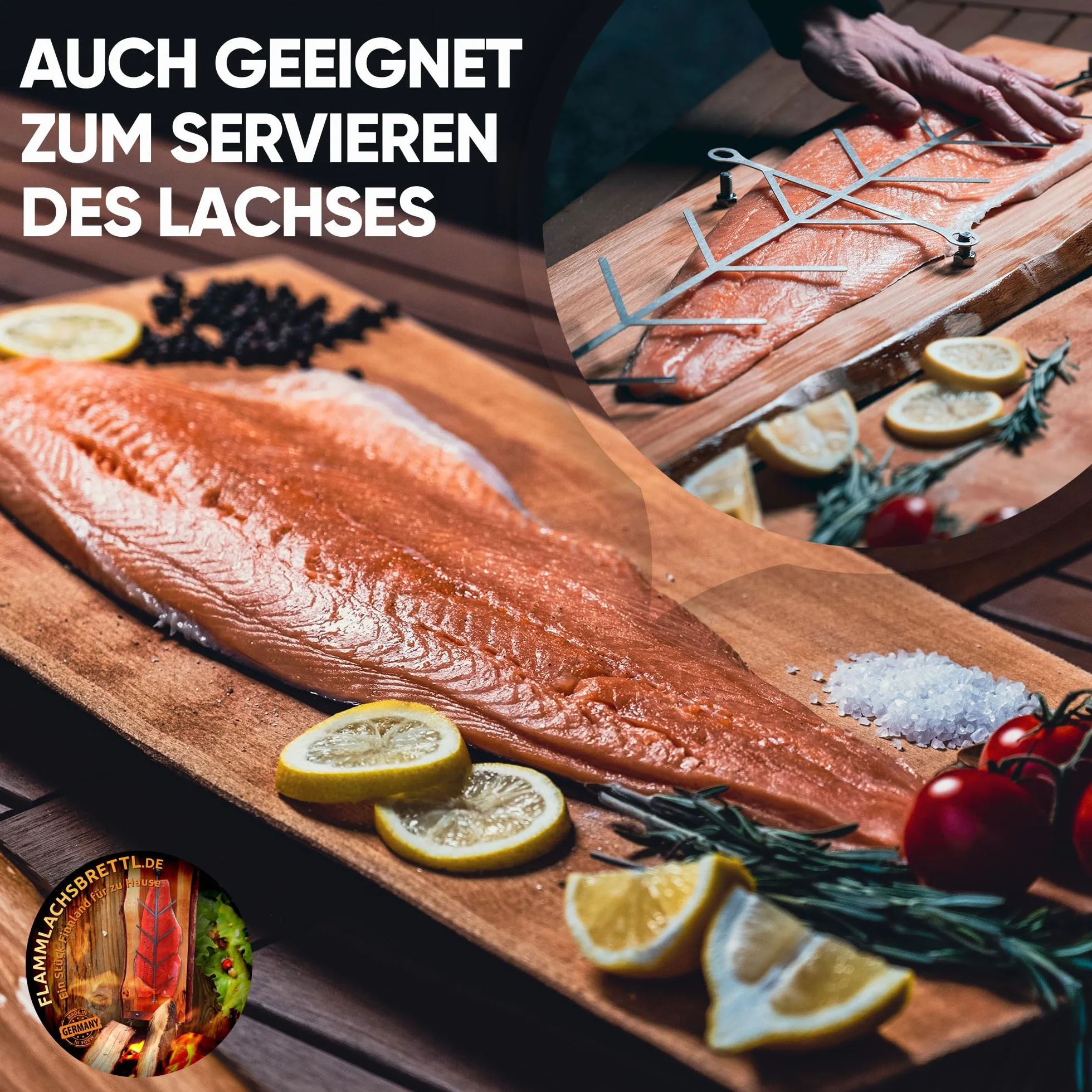 Planche de Saumon Flamme en Hêtre pour Brasero Extérieur (2) Mélèze