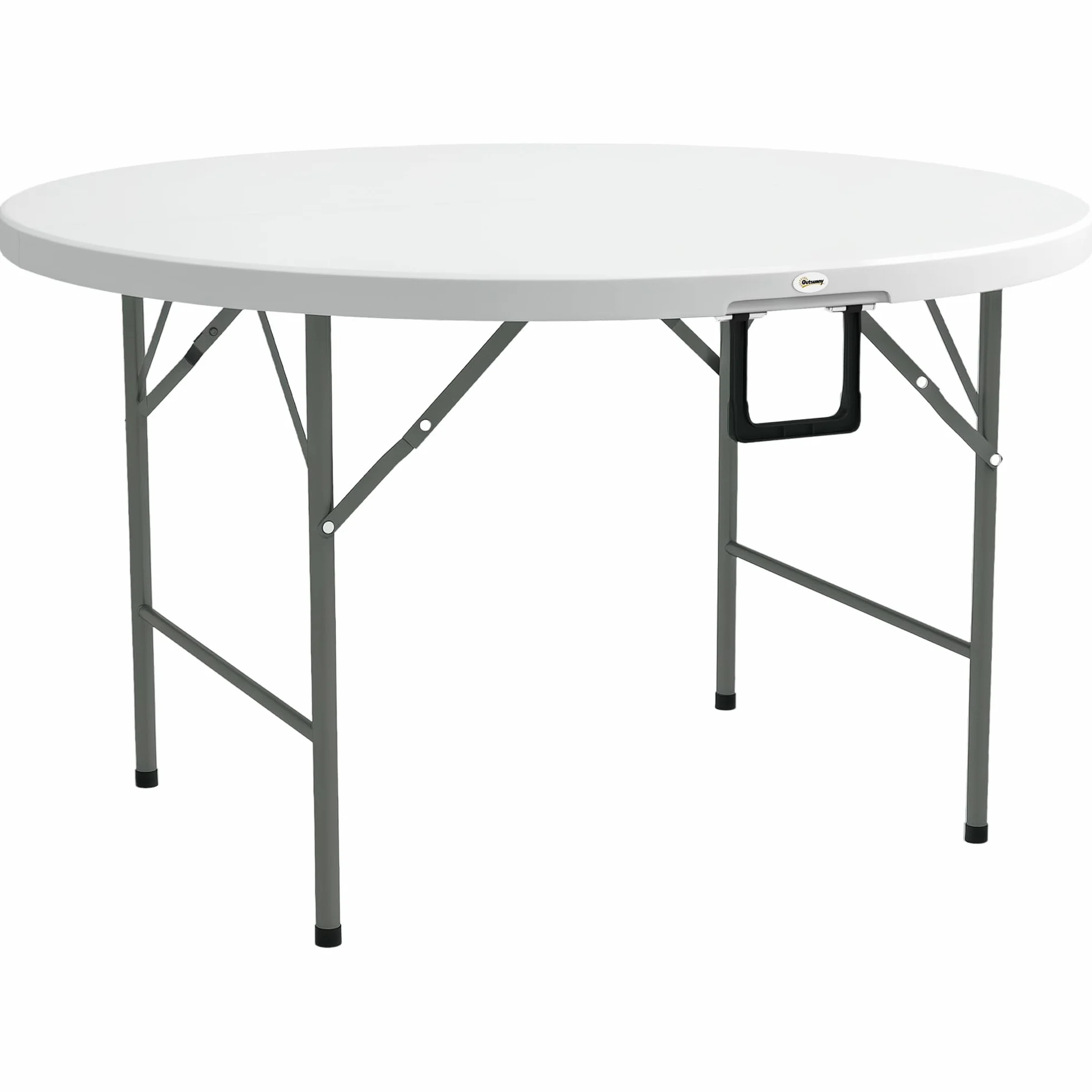 Outsunny Table Ronde de Jardin Pliante Ø122 cm 6 Personnes Structure Métal Plateau HDPE