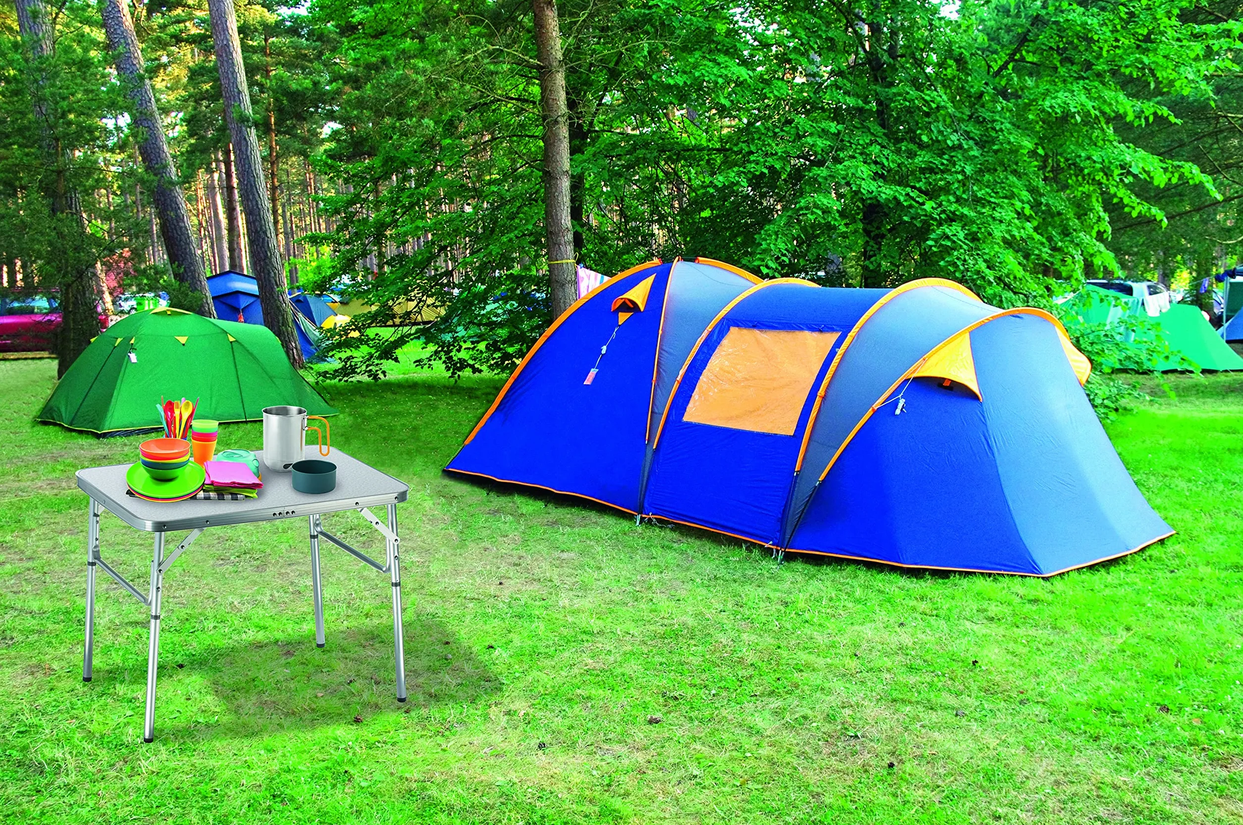 Camp Active Table de Camping Pliante Aluminium 75 x 55 cm Pliable réglable Hauteur