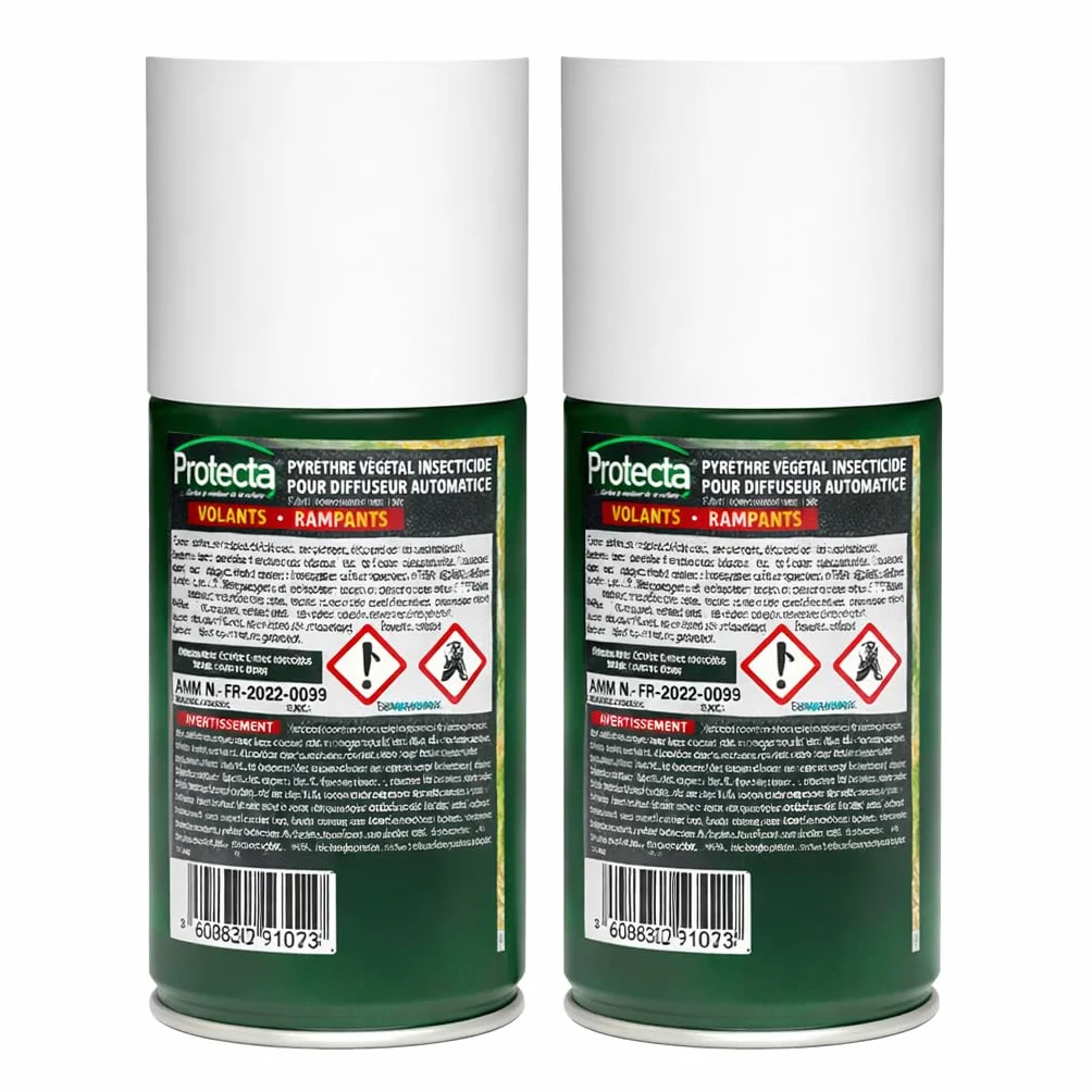 Protecta Aérosol Insecticide Anti-Moustiques Mouches Cafards Fourmis Pyrèthre Végétal Lot de 2