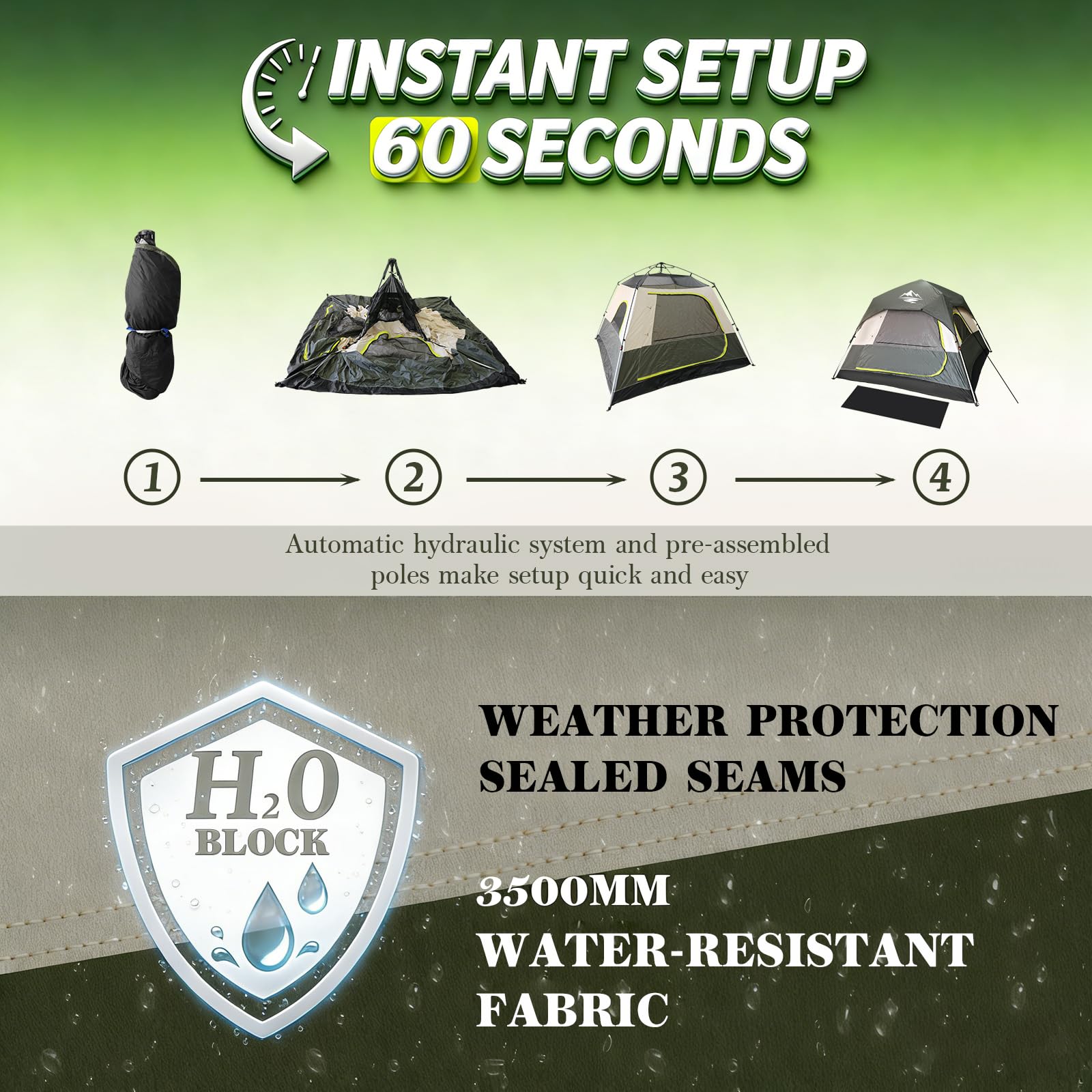 4-Person Instant Setup Waterproof Camping Tent
