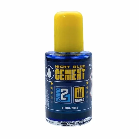 CEMENT NIGHT BLUE Colle maquette AMMO MIG by Colle21 - Colle de 30 ml pour plastique et modélisme, densité moyenne, haute résistance, idéale pour assemblage précis de modèles réduits, collage fort.