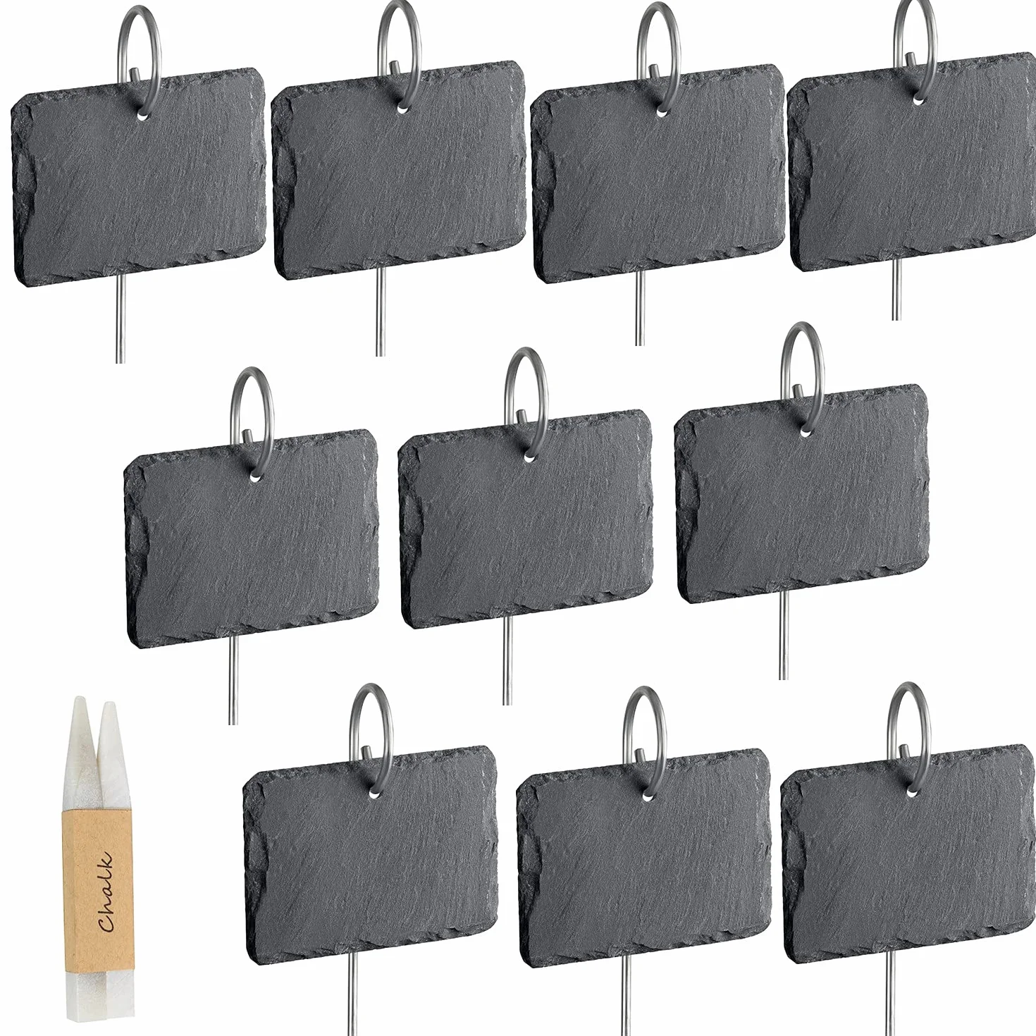 Étiquettes Plantes en Ardoise 10 Pcs avec Piquets Métal et Stylos Craie pour Jardin Extérieur Serre
