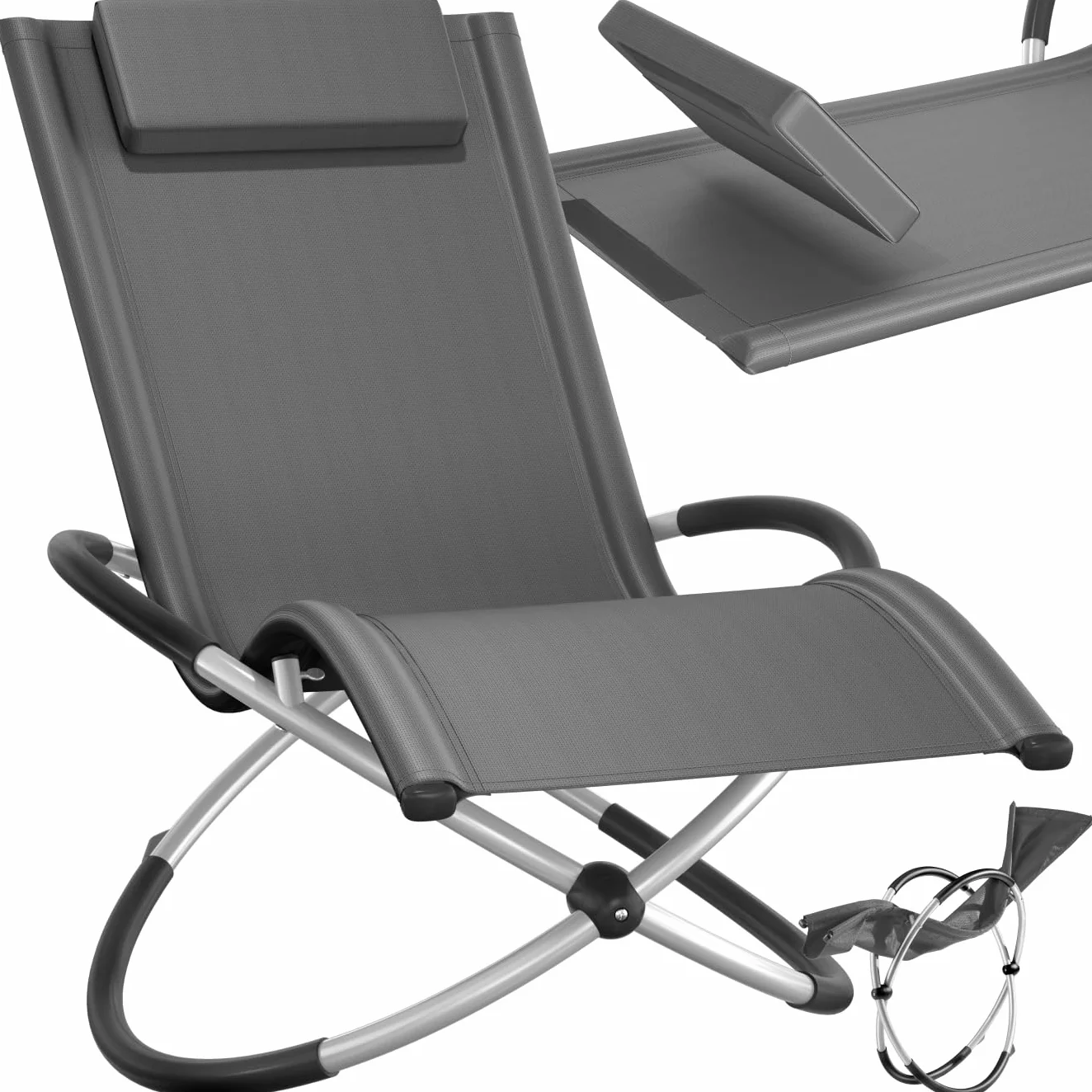 tectake Chaise Longue Pliante Bain de Soleil Jardin Exterieur Cadre Acier Aluminium Transat Plage Relax Camping