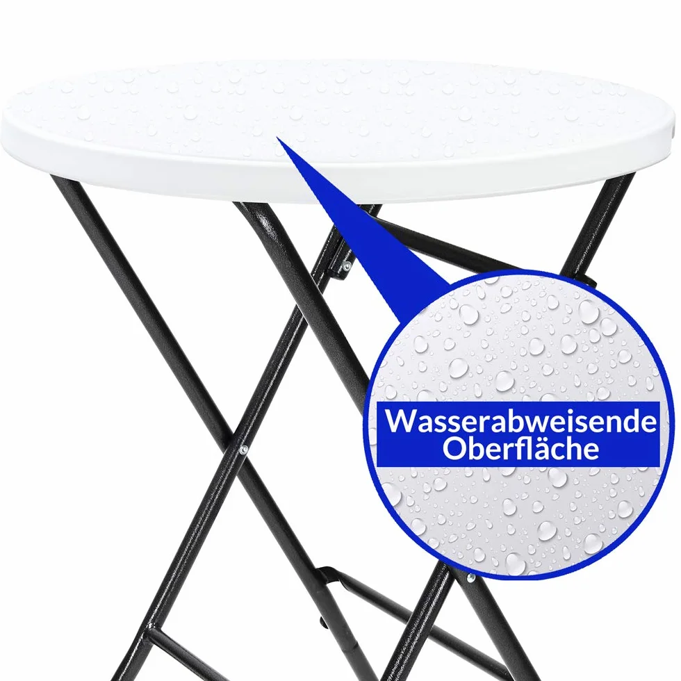 Casaria Table Haute de Bar Pliante Mange-Debout Ø 72 cm Blanc Hauteur 110 cm