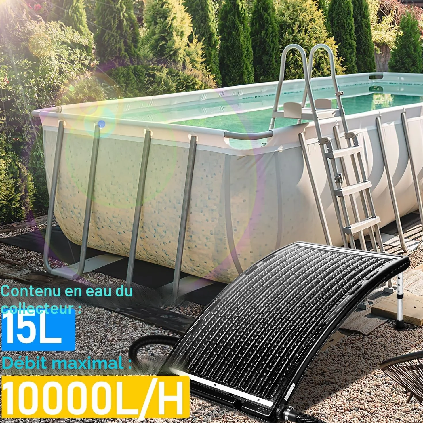 Panneau Solaire Chauffage Piscine 113x69x35 cm 10 000 l/h Raccordement 32-40 mm