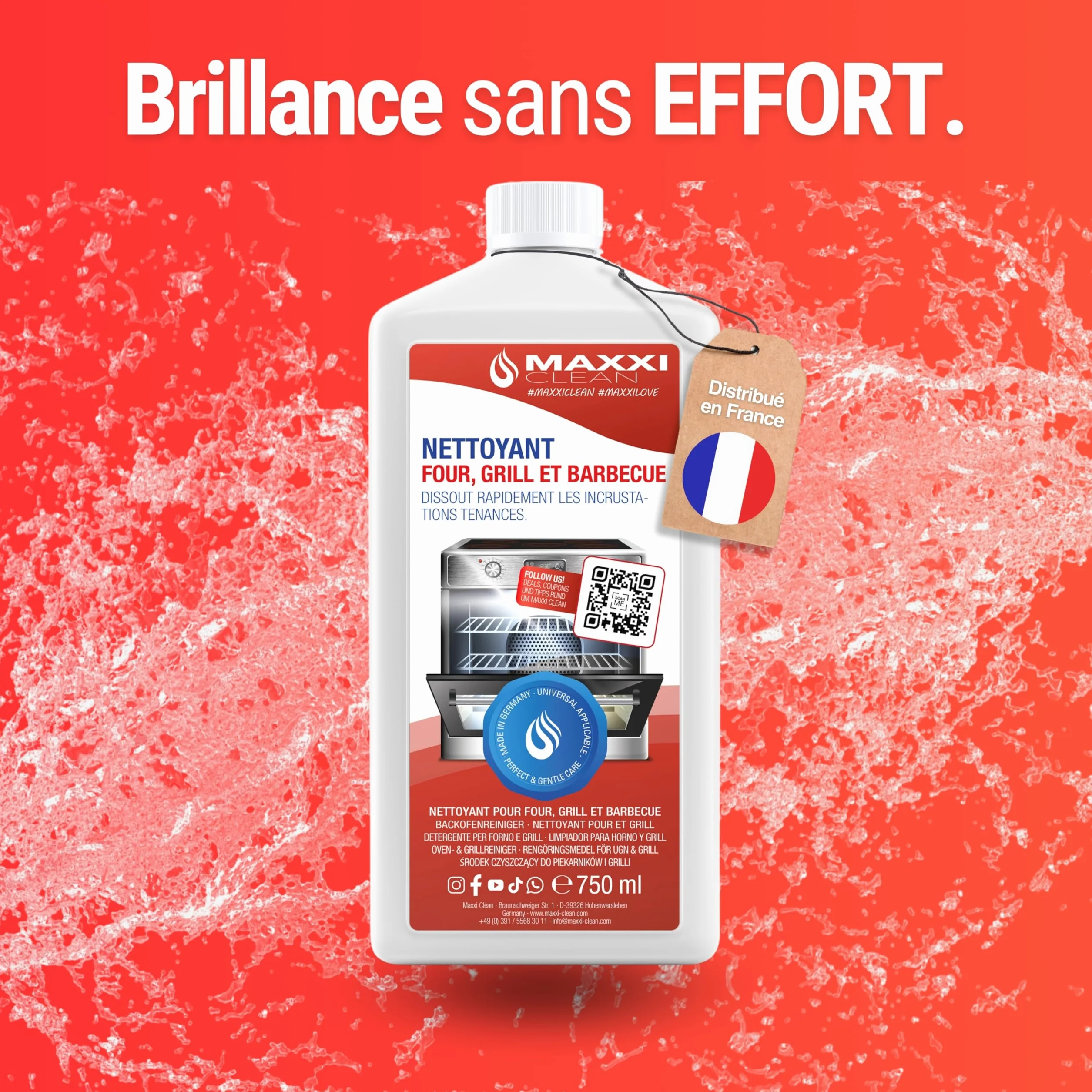 Maxxi Clean Kit nettoyage four grill 750 ml gel pinceau dégraissant extra puissant