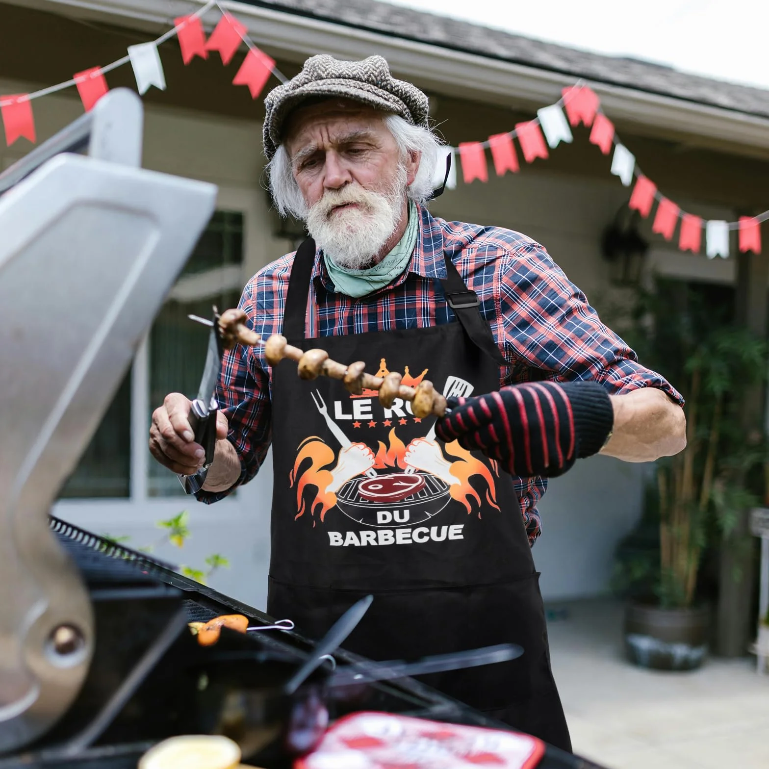 Tablier Barbecue Homme Papa Cuisine Cadeau Anniversaire Fête Des Pères Roi Du Barbecue Chef Humoristique 3 Poches BBQ Noël