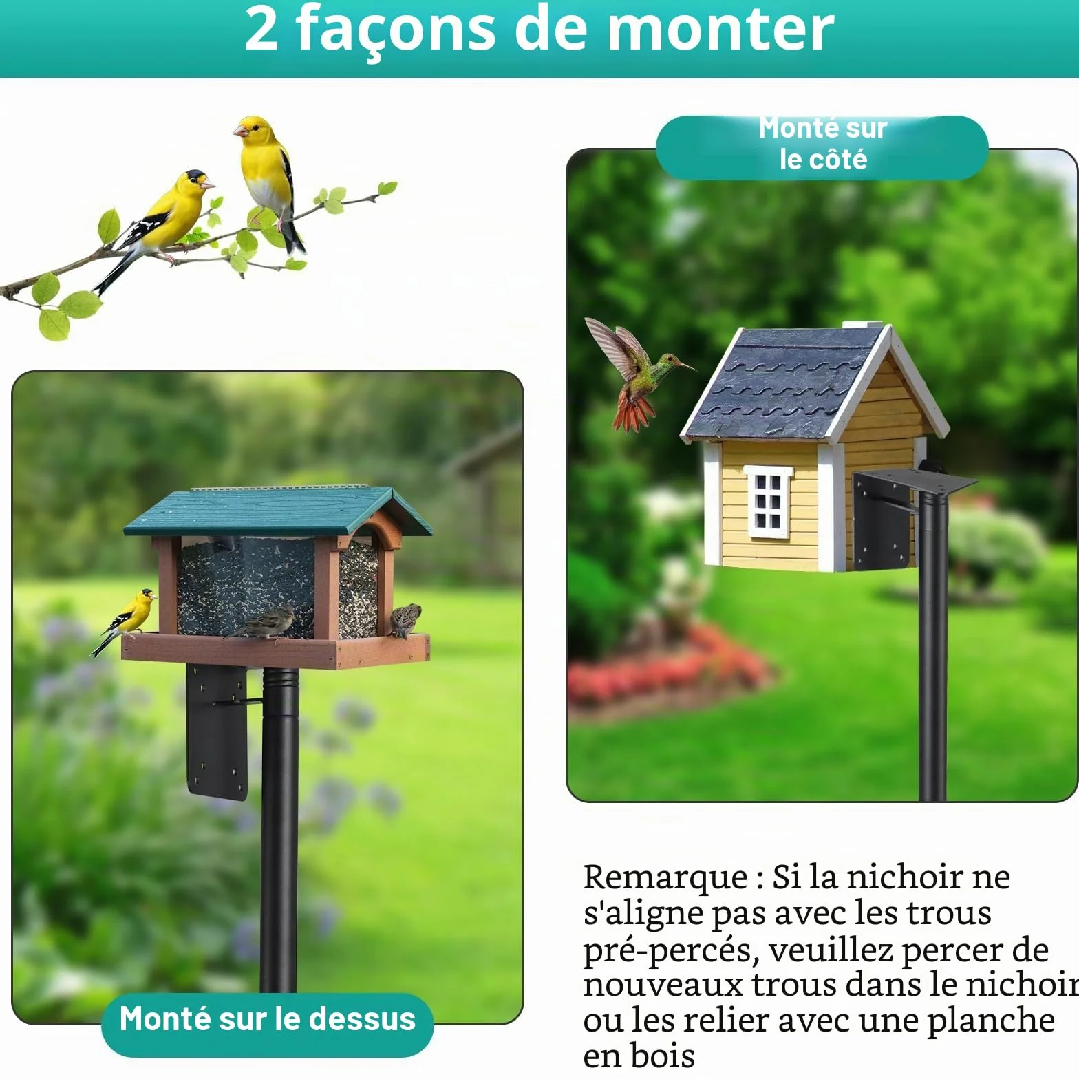 Support Maison Oiseaux 150 cm 5 Pointes Extérieur Réglable Universel Station Météo Kit Poteau Jardin