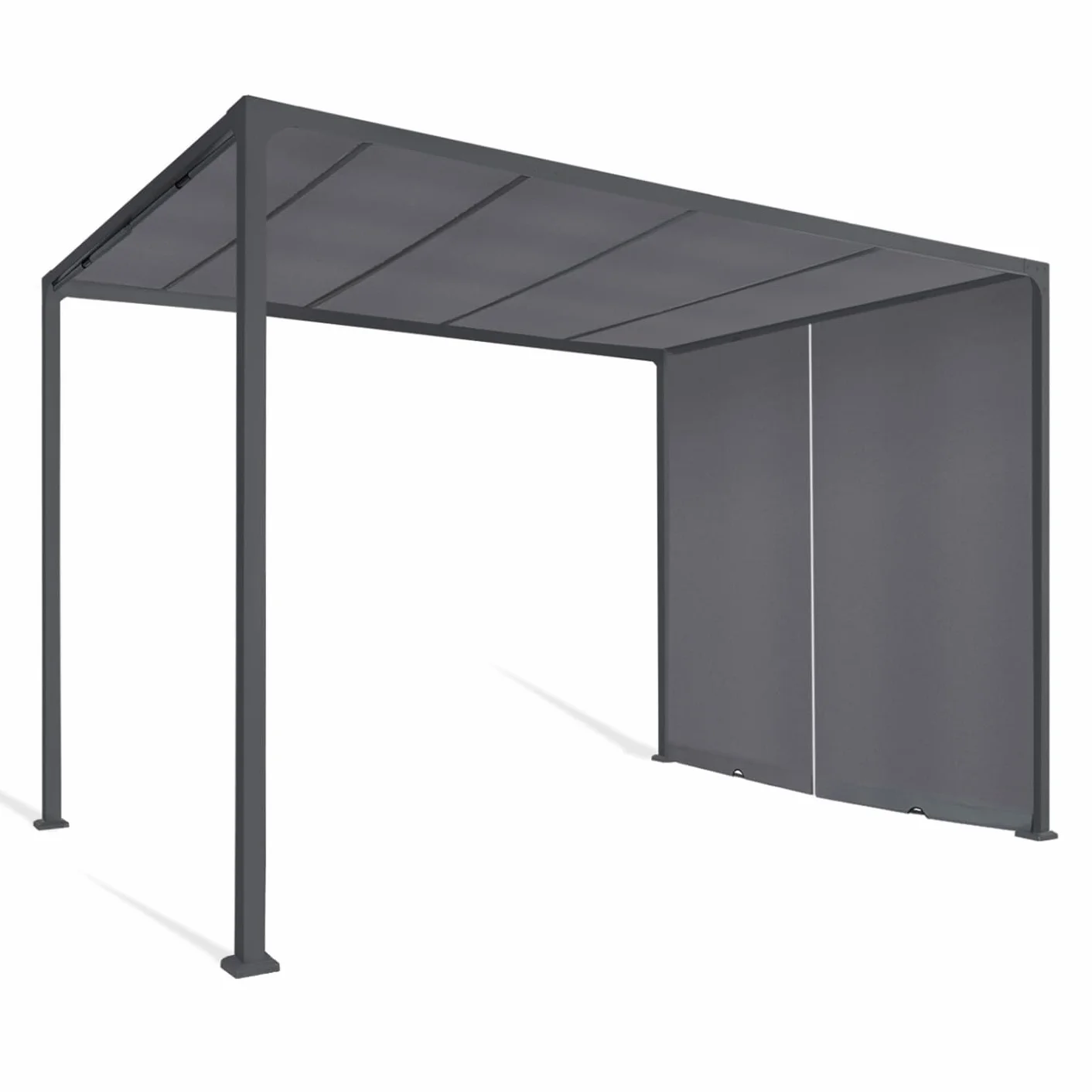 Pergola coulissante 2 pans 3x3 M Toile Gris Anthracite