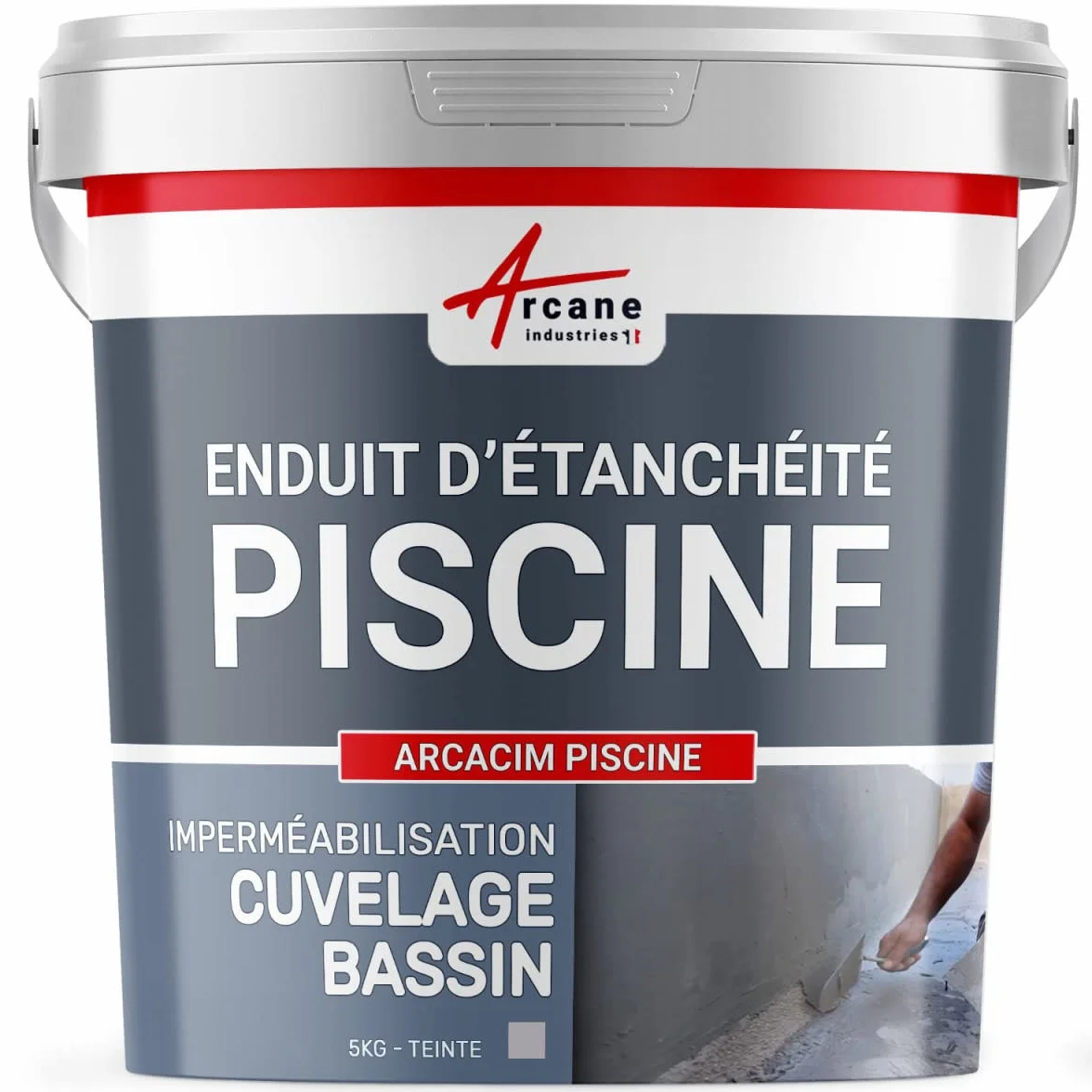 ARCANE INDUSTRIES Enduit de cuvelage piscine hydrofuge étanchéité 5 kg Gris