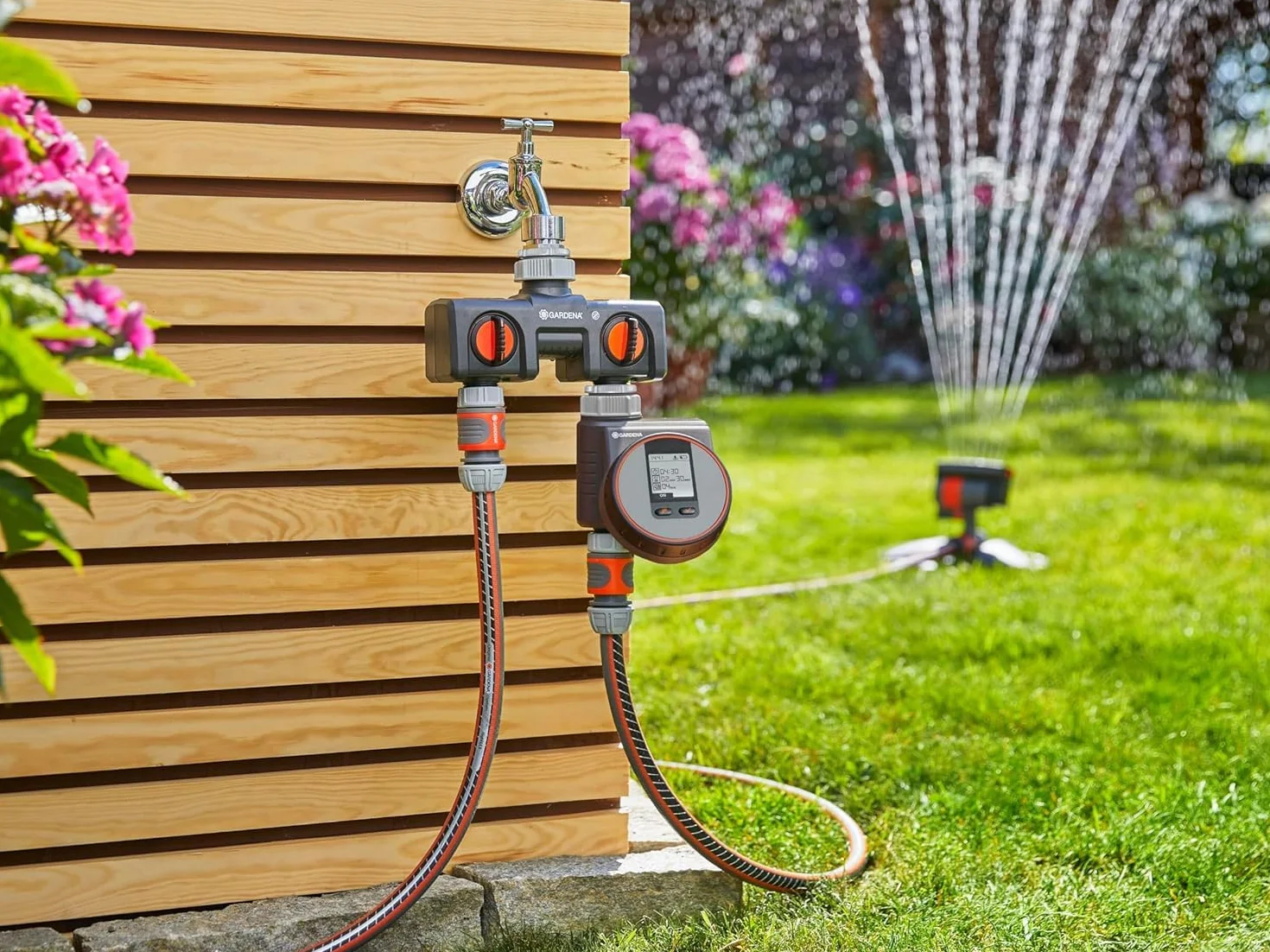 GARDENA Distributeur 2 voies 8193-20, raccord robinet, débit réglable et verrouillable