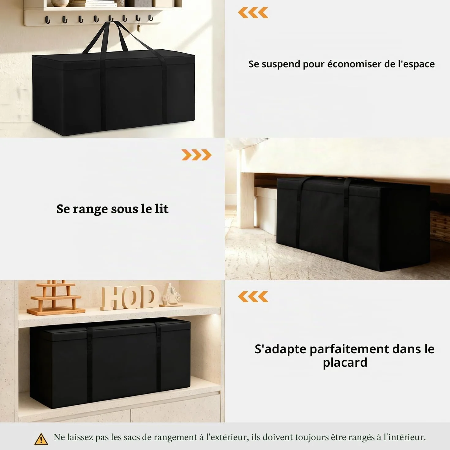 Dokon Sac de Rangement Housse Coussin Jardin lmperméable Anti-UV Tissu Oxford Robuste 125x40x55cm Noir