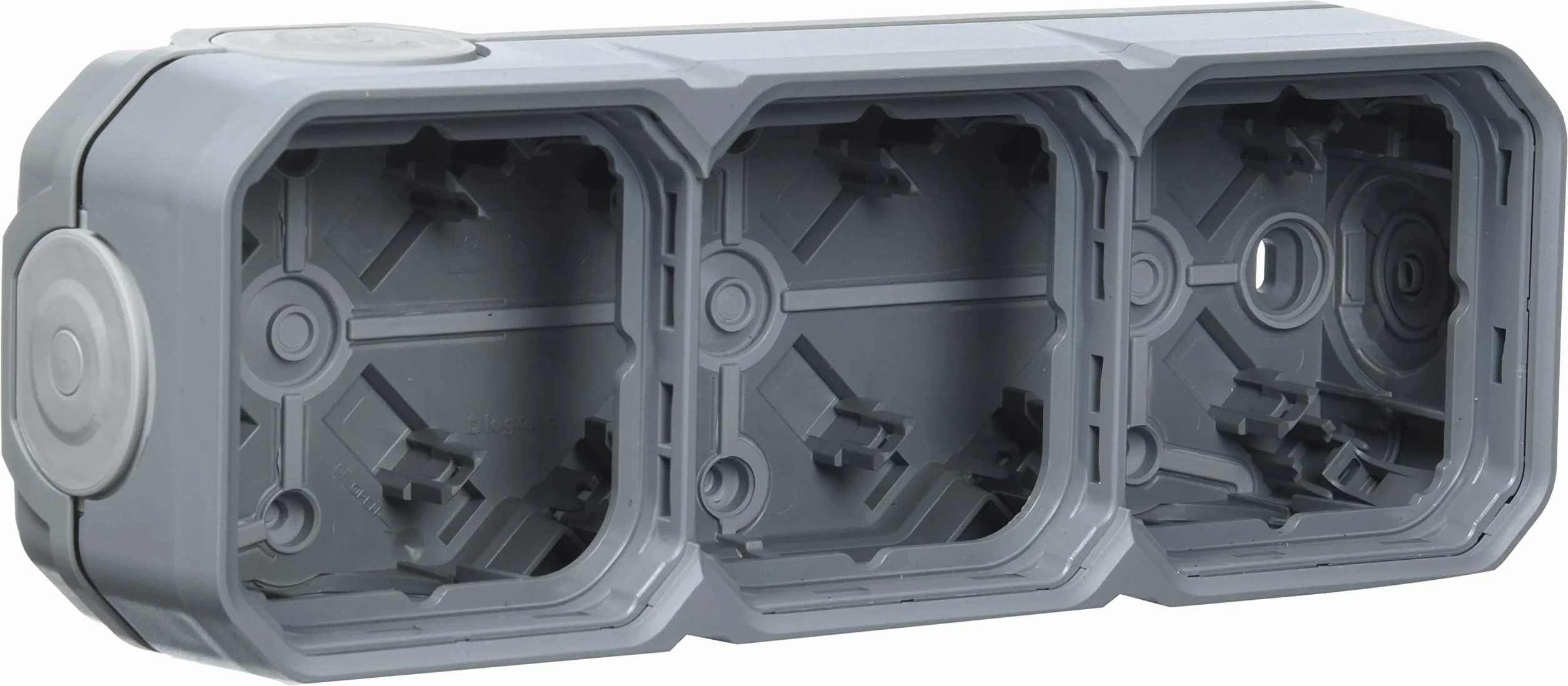 Legrand - Boitier étanche Plexo 3 postes pour montage apparent horizontal ou vertical équipé de 5 embouts souples finition gris