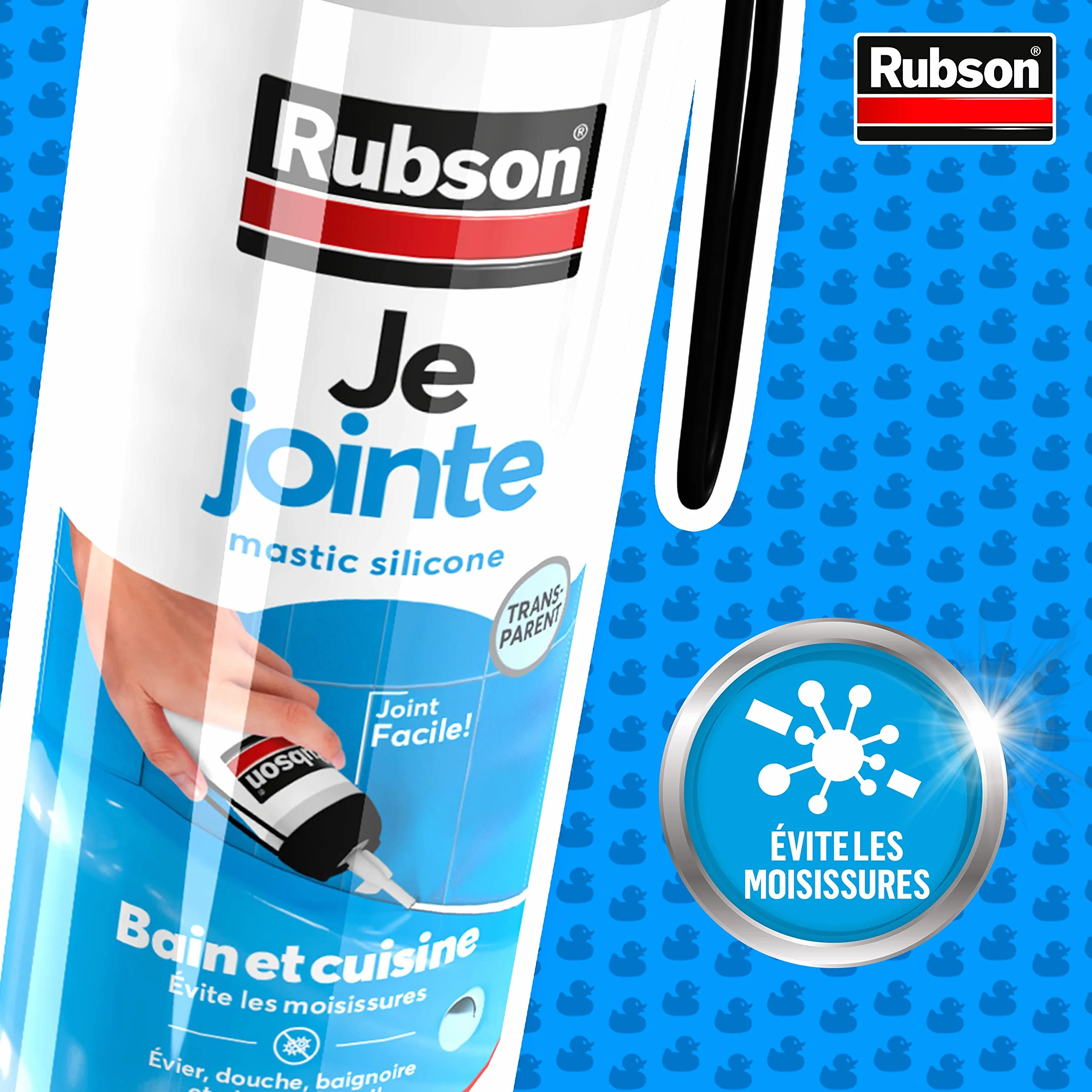 Rubson – Je Jointe Mastic Blanc 200 ml, mastic étanche anti-moisissure en aérosol prêt à l'emploi, silicone durable pour joints sanitaires spécial Bain & Cuisine