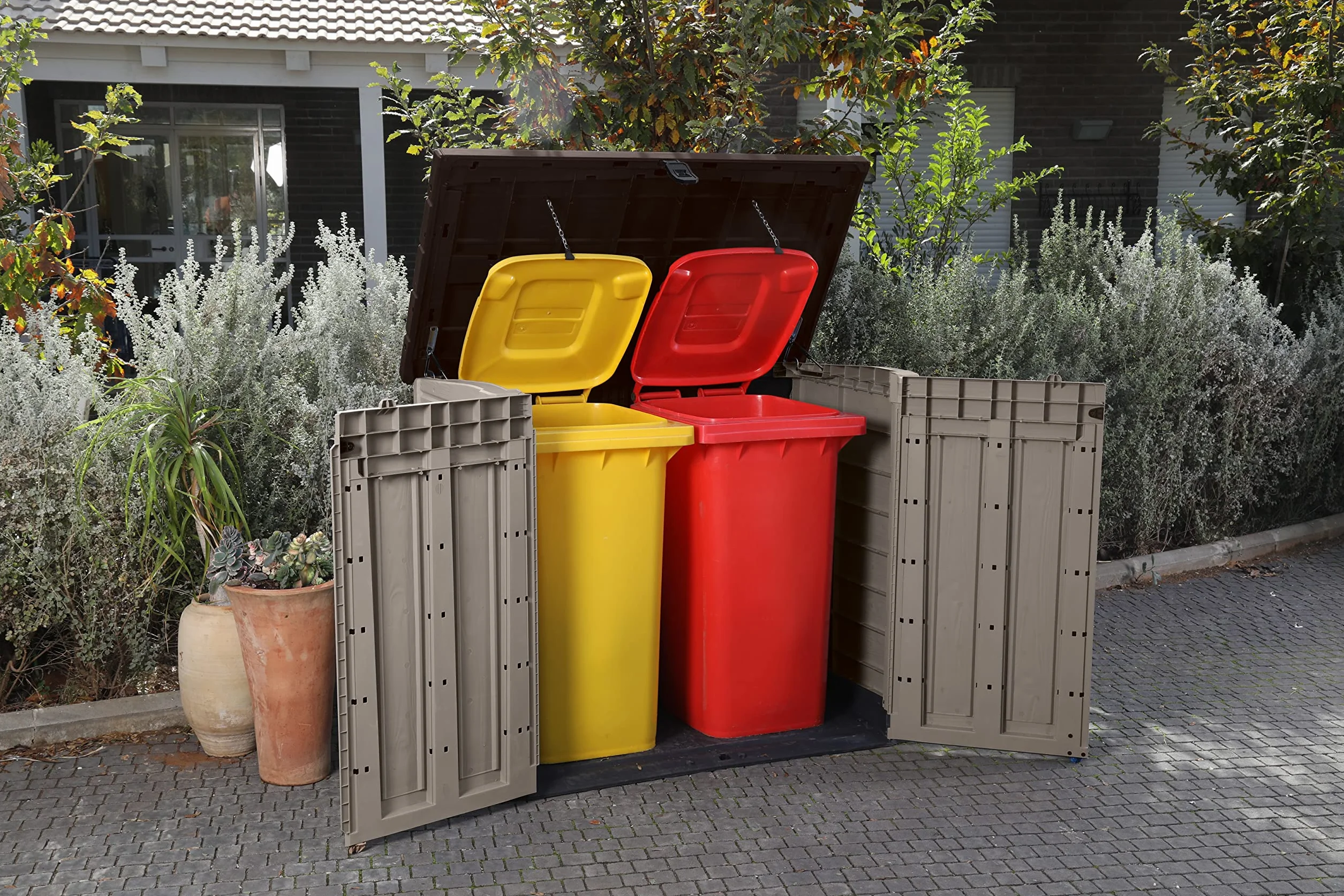 KETER Abri Horizontal Range Poubelle SIO Pro 1200 litres Beige