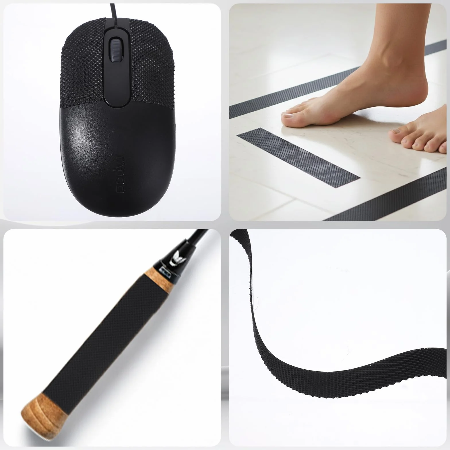 Bremorou Ruban antidérapant en caoutchouc noir de 5 m, 2,5 cm, robuste, imperméable, non abrasif, résistant à l'usure, pour intérieur et extérieur, pour rendre les poignées et les surfaces de contact