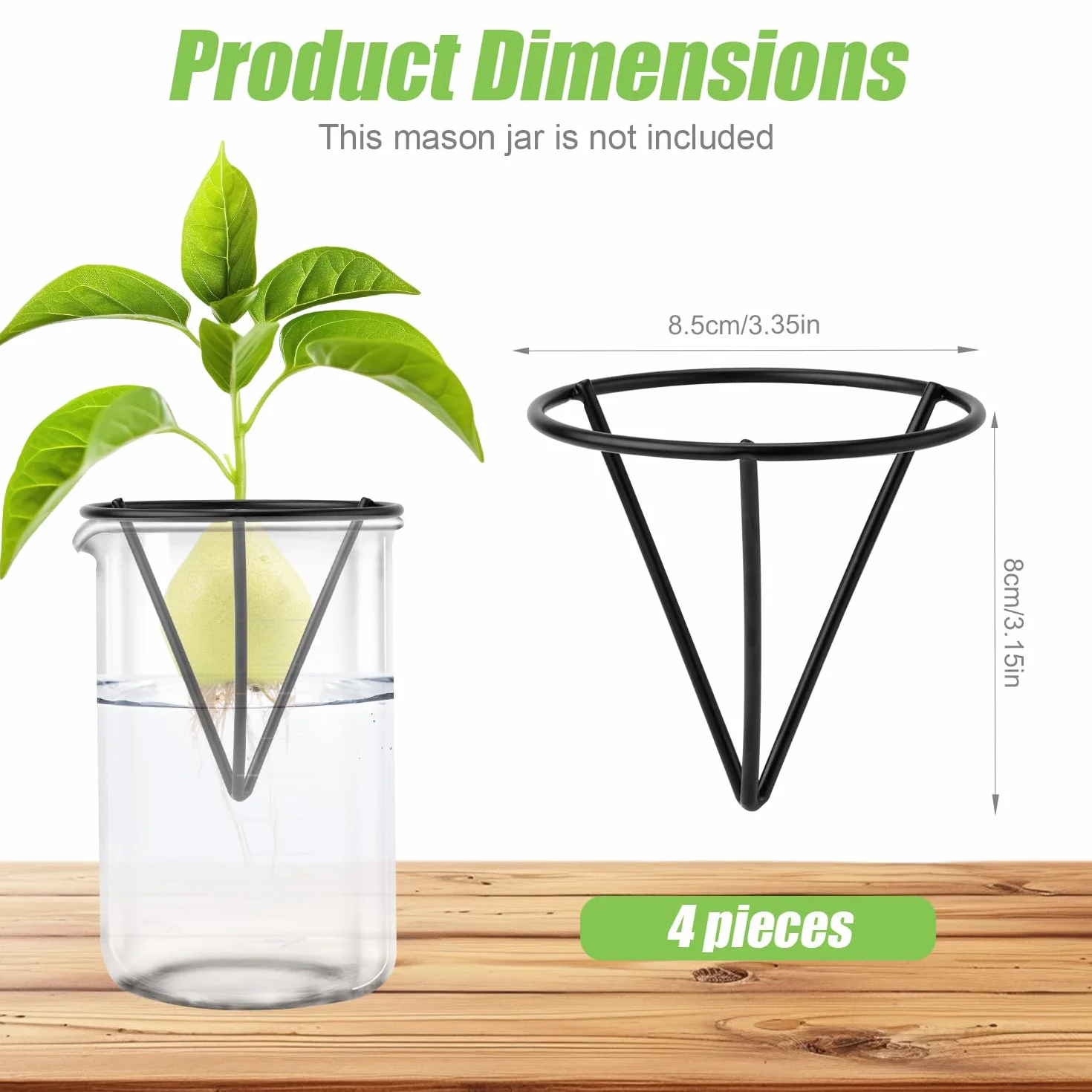 Gosknor 4pcs Démarreurs de Graines d'Avocat, Kits de Culture d'Avocatiers Triangulaires en Métal Support de Germination