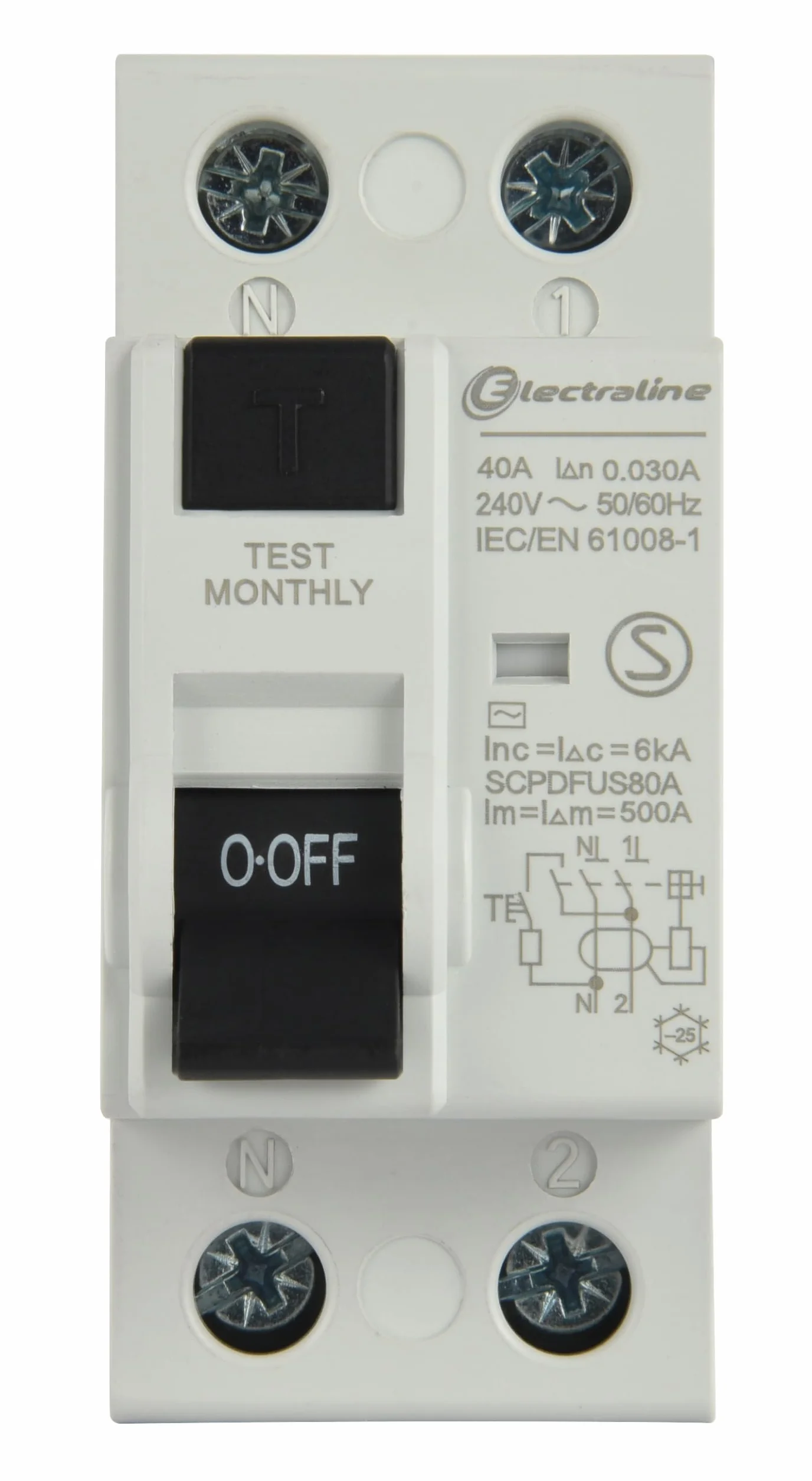 Electraline 87008 Interrupteur différentiel 40A, sensibilité 30mA, type AC