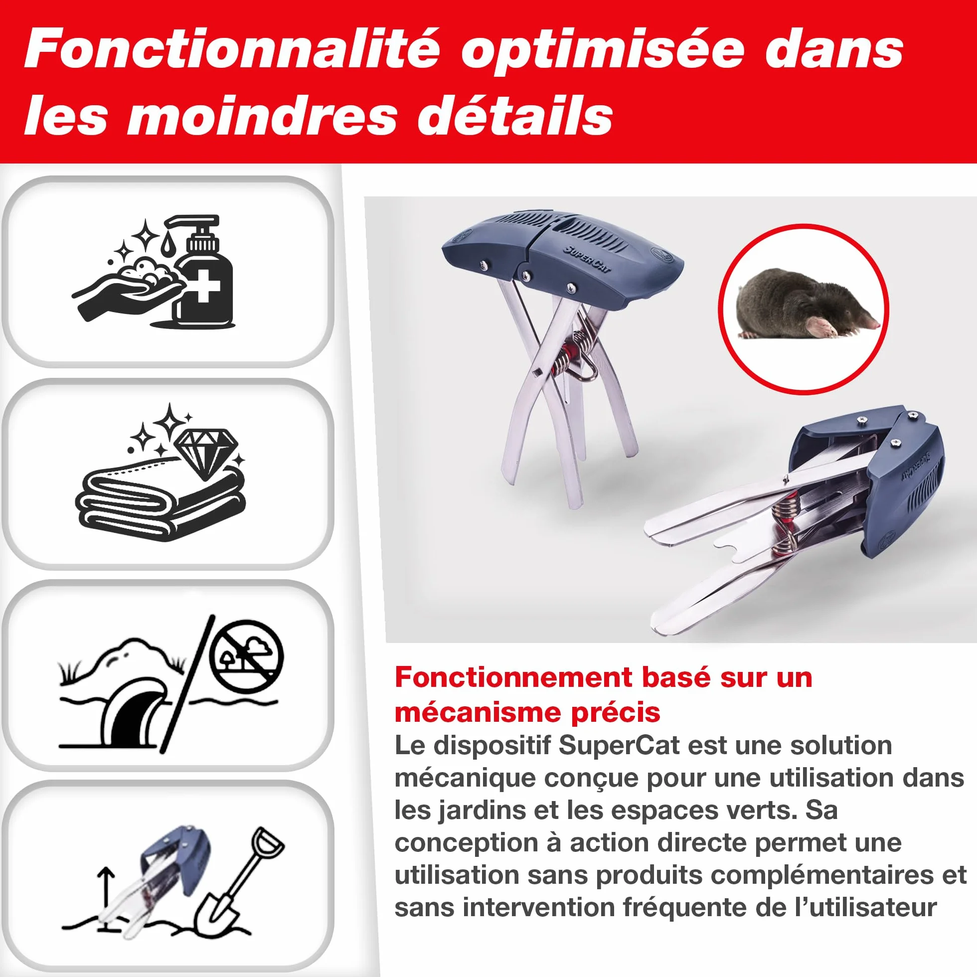 SWISSINNO SuperCat Piège à Taupe Ultra Efficace à Déclenchement Unique - 1 pièce