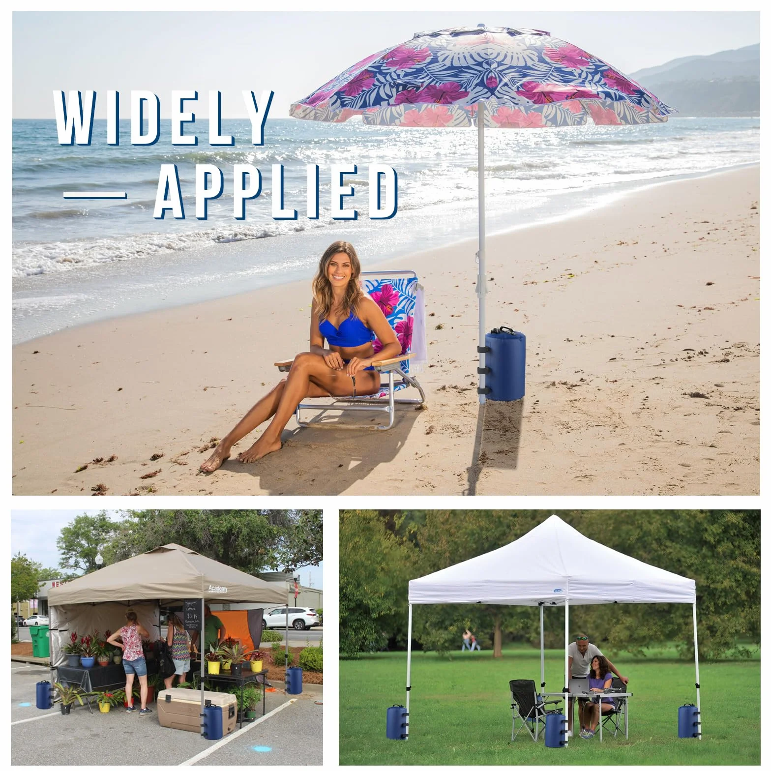 SWAWIS 4 Pièces Poids pour Tonnelle 10L PVC Sac de Lestage pour Pieds de Tente Pop-up Jardin Exterieur Antireflux Auvent Parasol Bleu