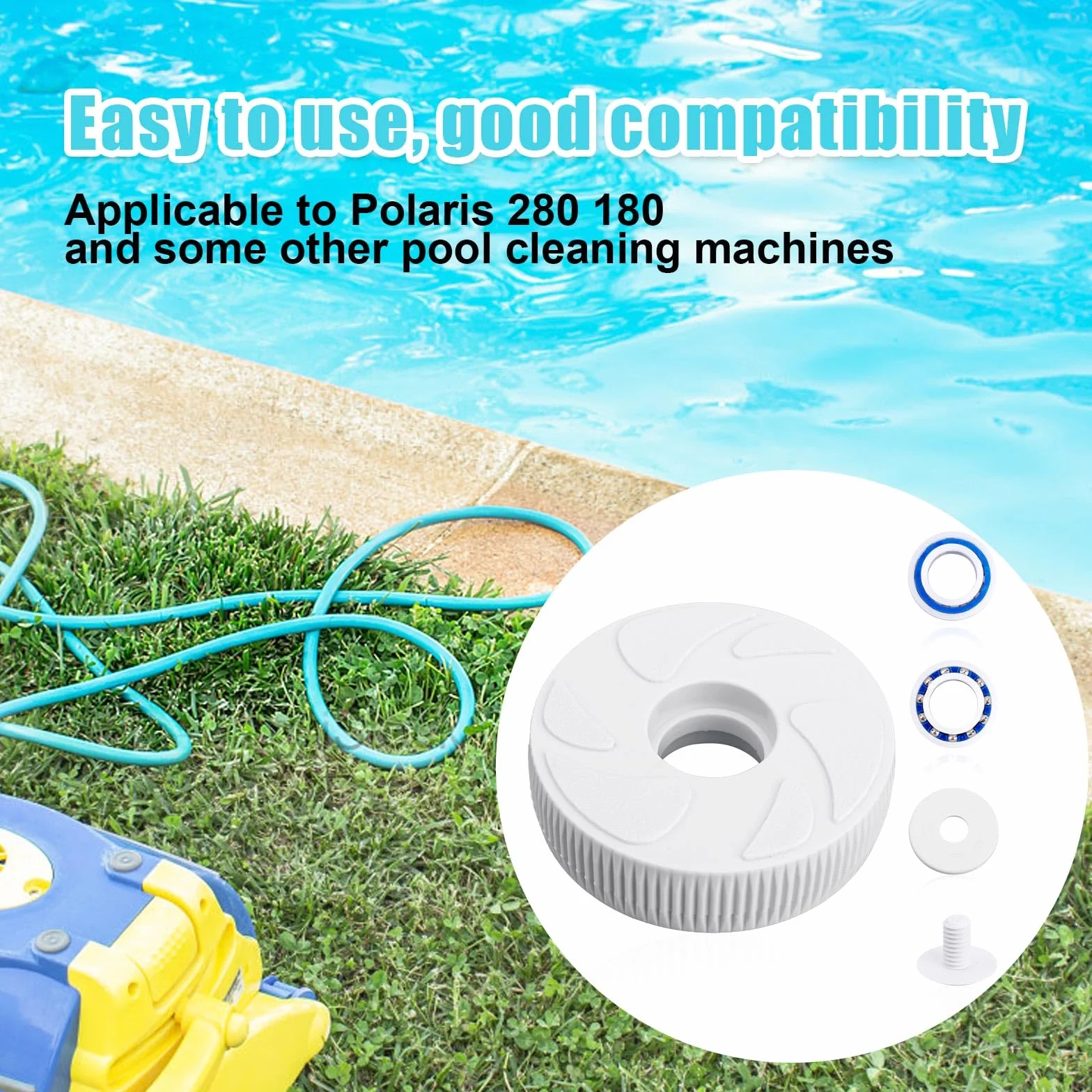 Polaris 280 180 Pièces de Nettoyeur de Piscine, Roulement à Billes C16, Vis de Roue C55, Rondelle de Roue C64