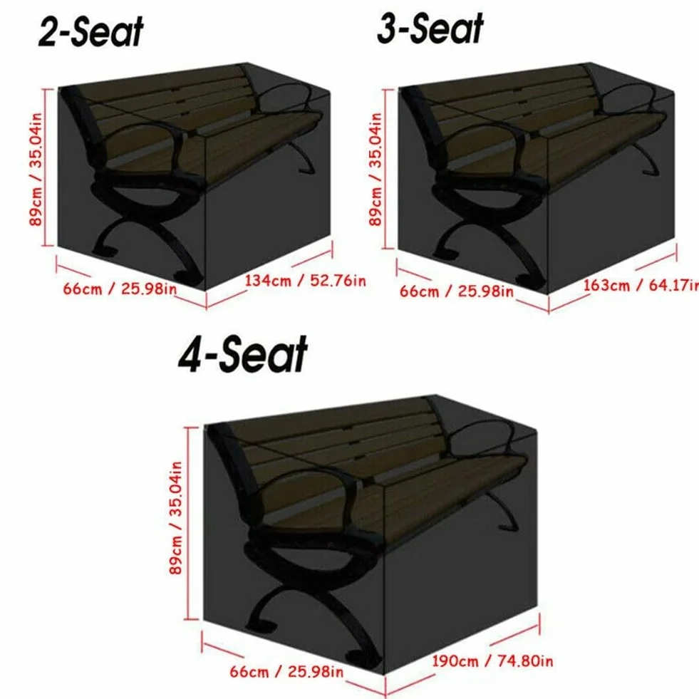 Housse de banc de jardin imperméable 2/3/4 places 134 x 66 x 89 cm
