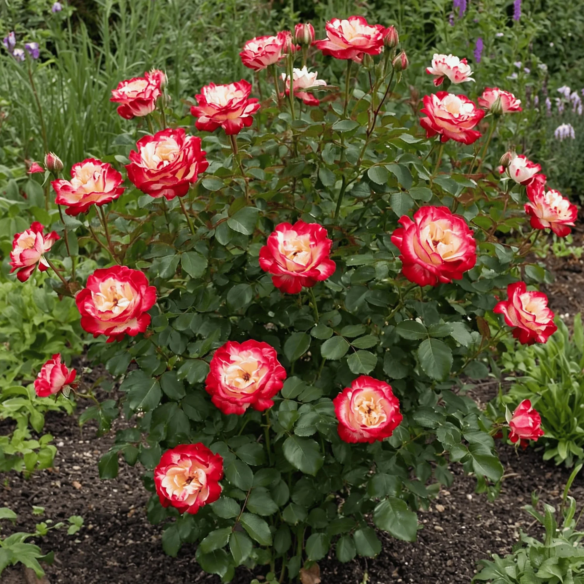 Rose Rouge & Blanc 1 Plantes Vivaces Résistantes Exterieur Fleurs à Planter Hollande