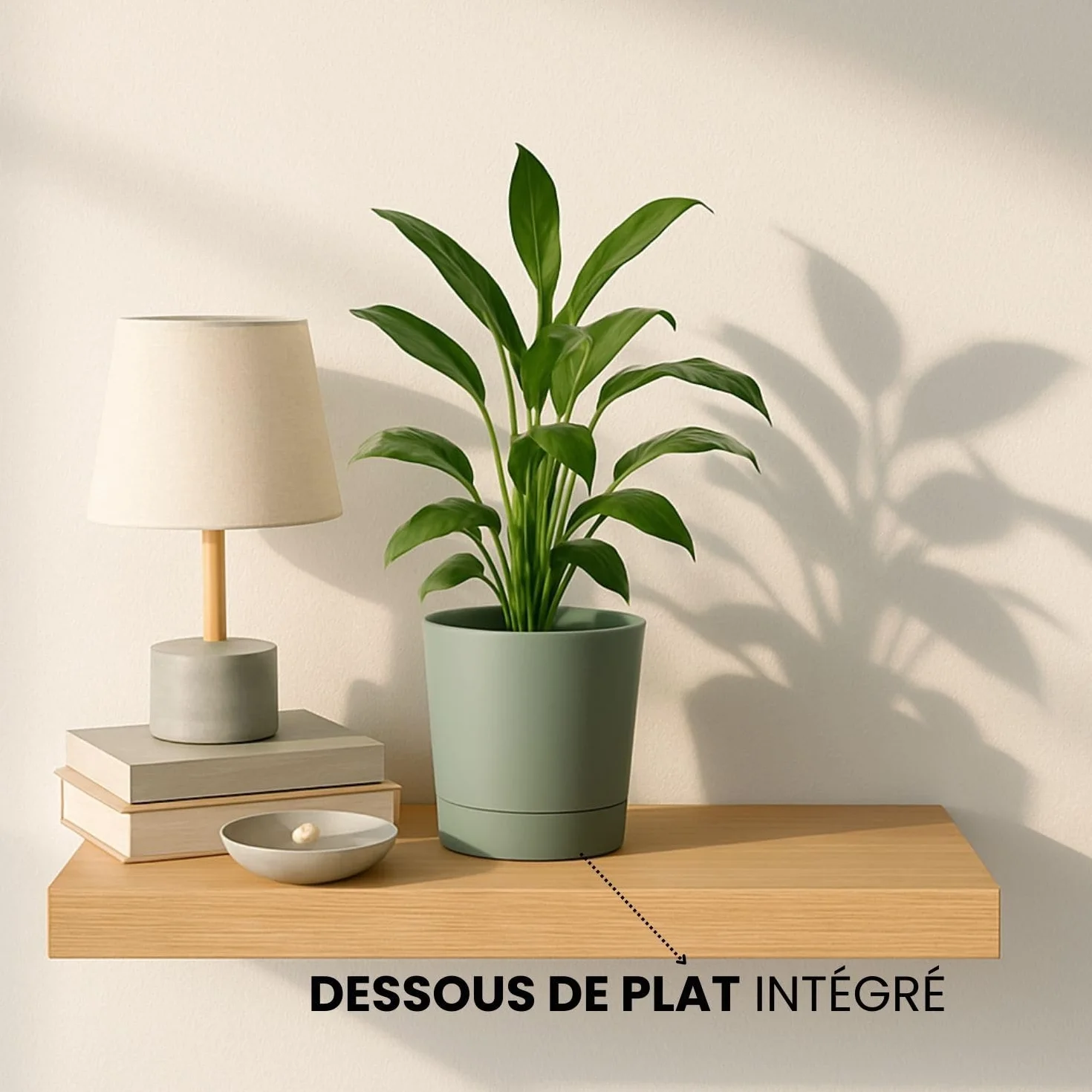 LAMELA Bac À Plantes avec Soucoupe Intégrée 17,5 cm 2,5L Pot De Fleur Vert Résistant Aux Intempéries