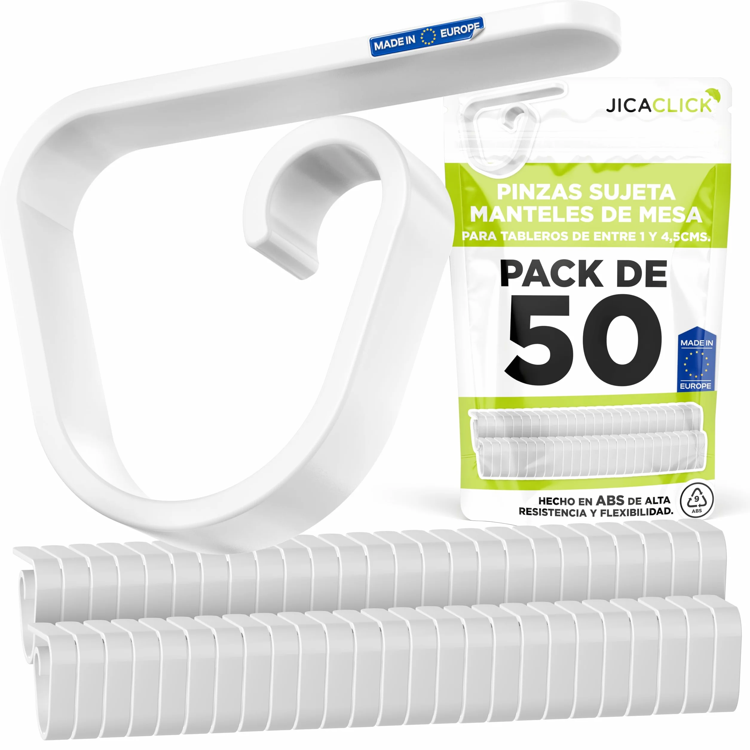 Pince Nappe Lot 50 Acier Inoxydable Fixation Universelle 1 à 4,5 cm Extérieur Blanc