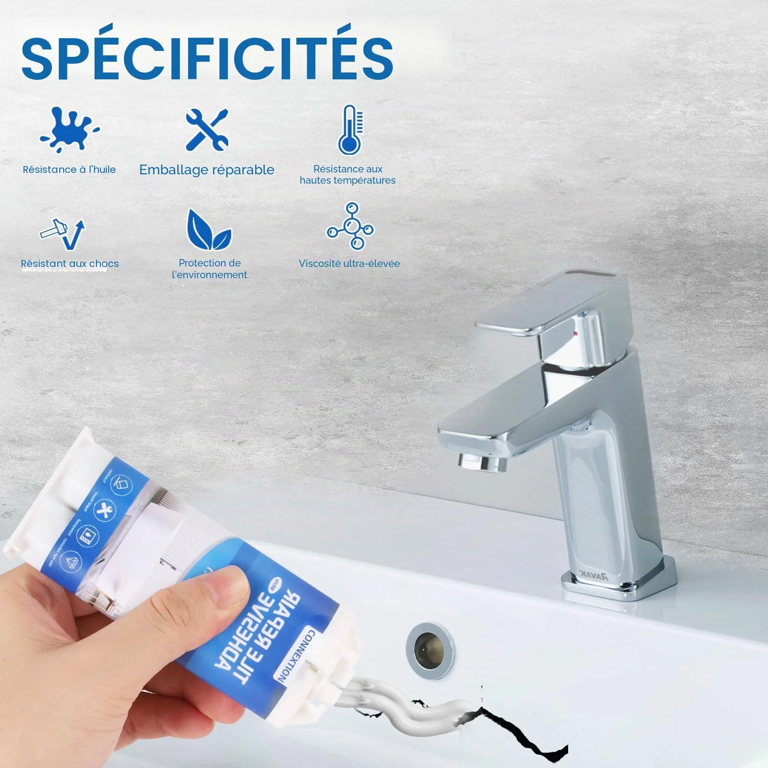 Kit de Reparation Baignoire Blanc 100g, Kit Réparation Carrelage et Evier Céramique, Kits Réparation Baignoire Acrylique et Email, pour Entailles, Rayures, Trous, Fissures