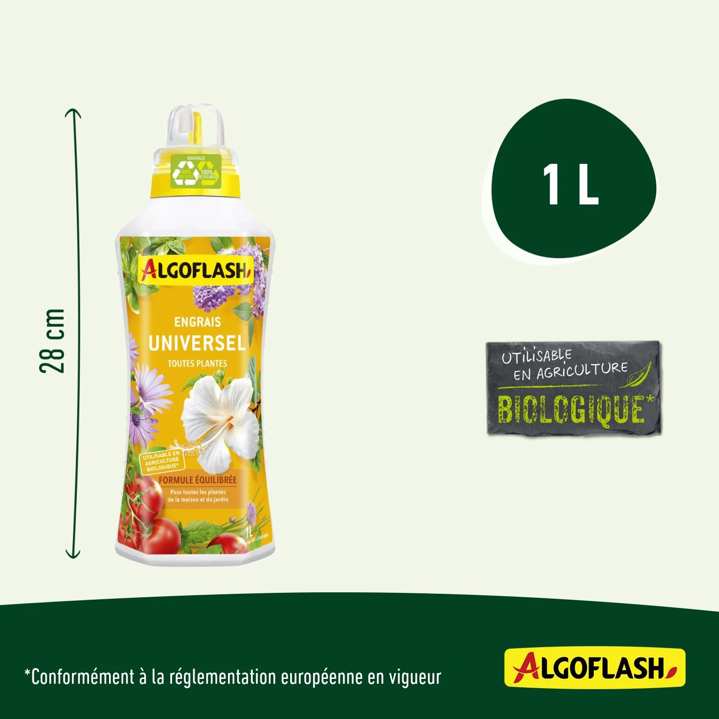 Algoflash Engrais Universel Liquide 1 L Agriculture Biologique Bouchon Doseur