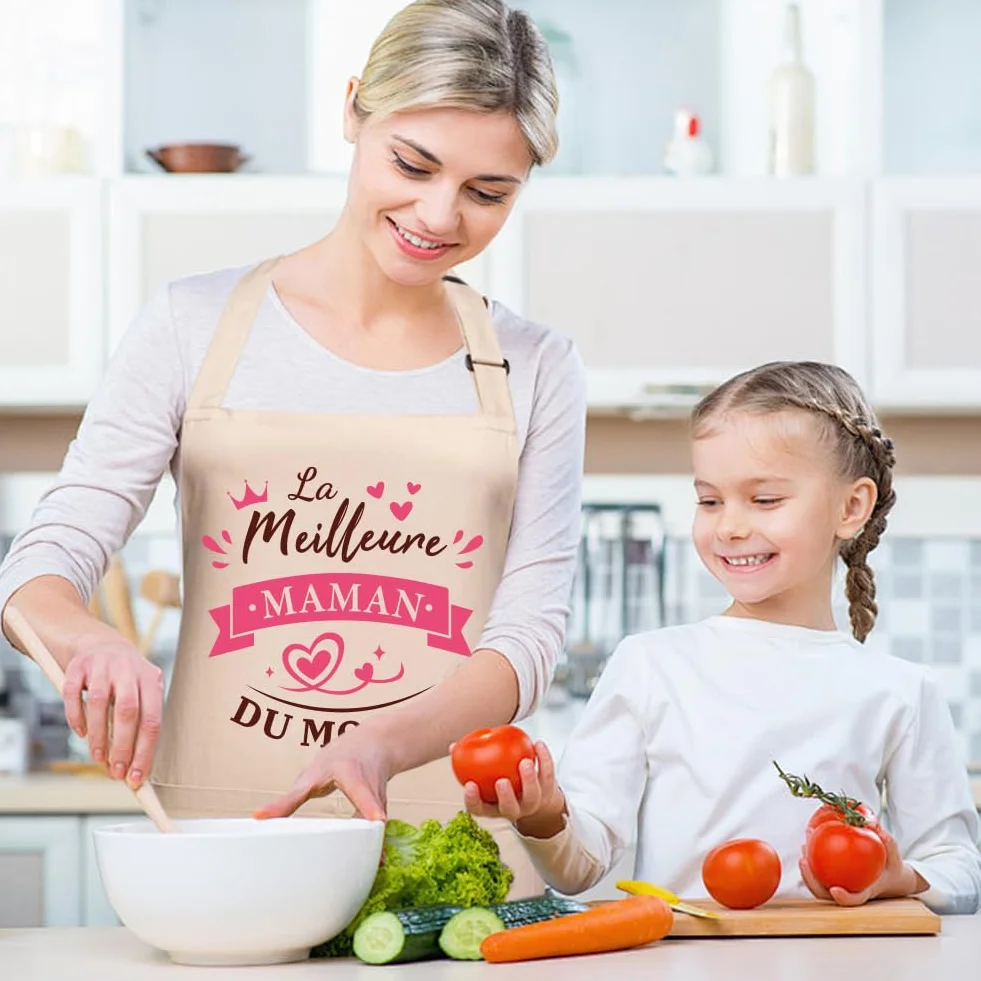 Tablier de Cuisine Coton Imperméable pour Maman Cadeau Fête des Mères
