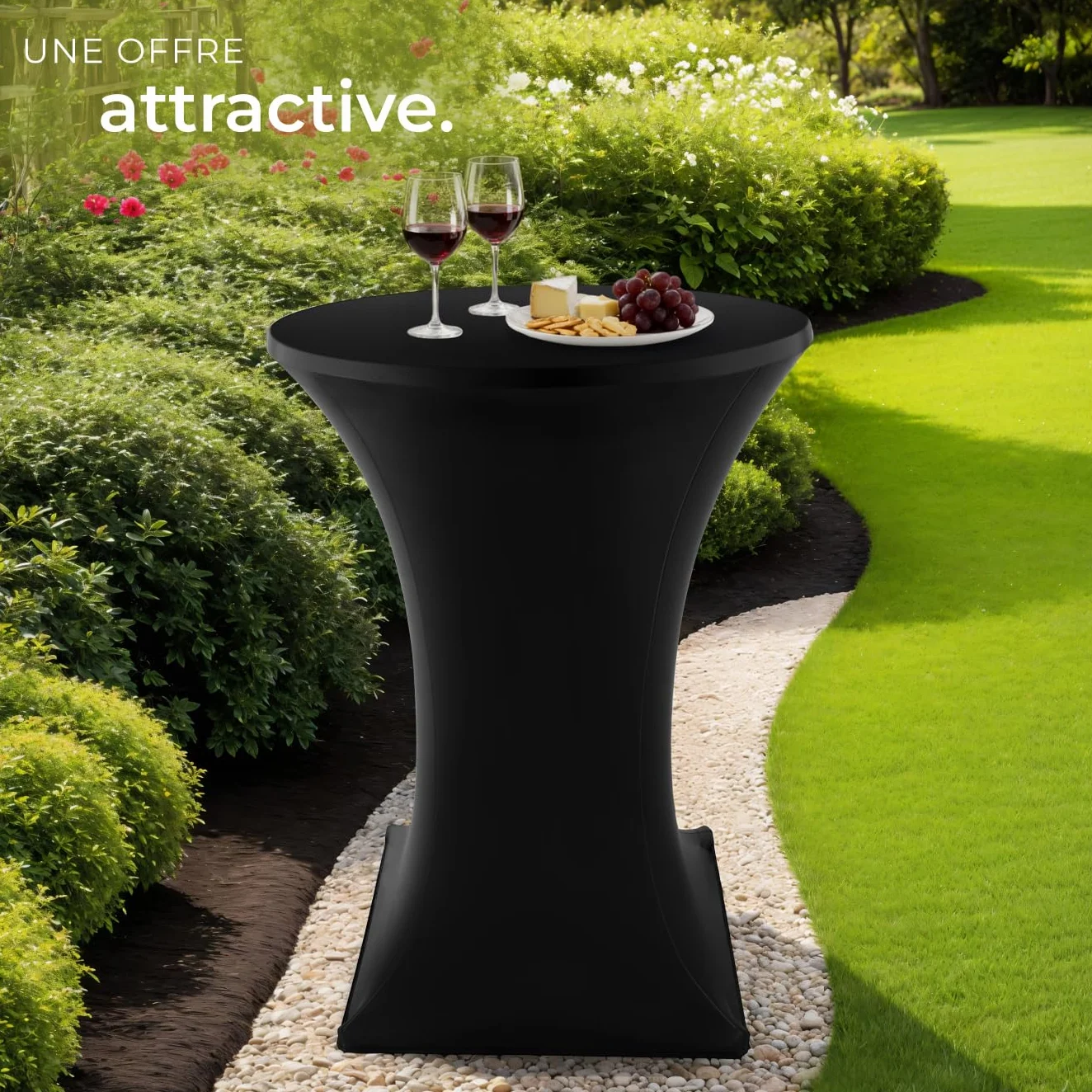 Tectake Table de Bar Ronde Pliante Acier laqué Ø 90cm x 110 cm Housse Incluse