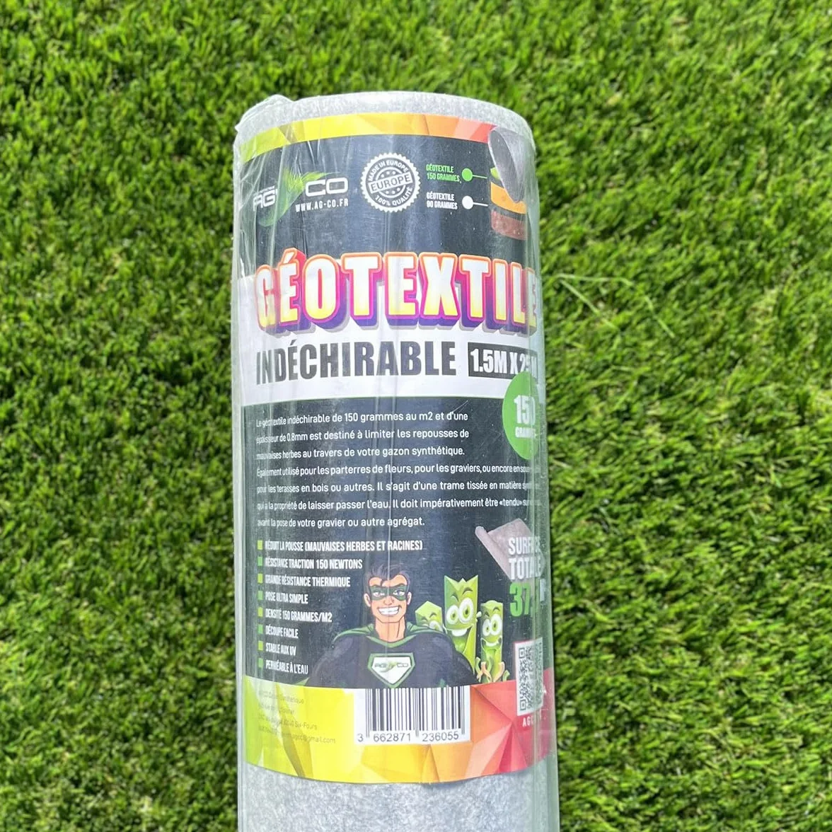 Géotextile 150grs 1.5Mx25ML 37.50M² Ultra Résistant Anti Bambou Jardin