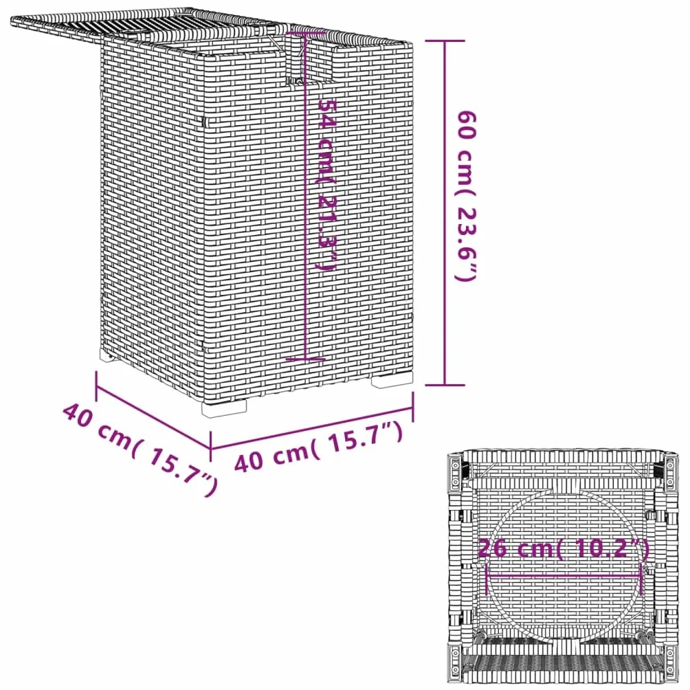 vidaXL Table de Couverture de Bouteille de Propane, Boîte de Rangement, Support de Jardin, Beige Résine Tressée