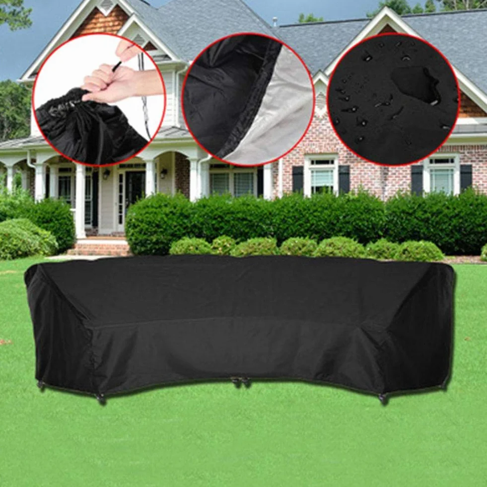 Housse de canapé incurvée pour meubles de jardin 305 x 99 x 91 cm protection intempéries