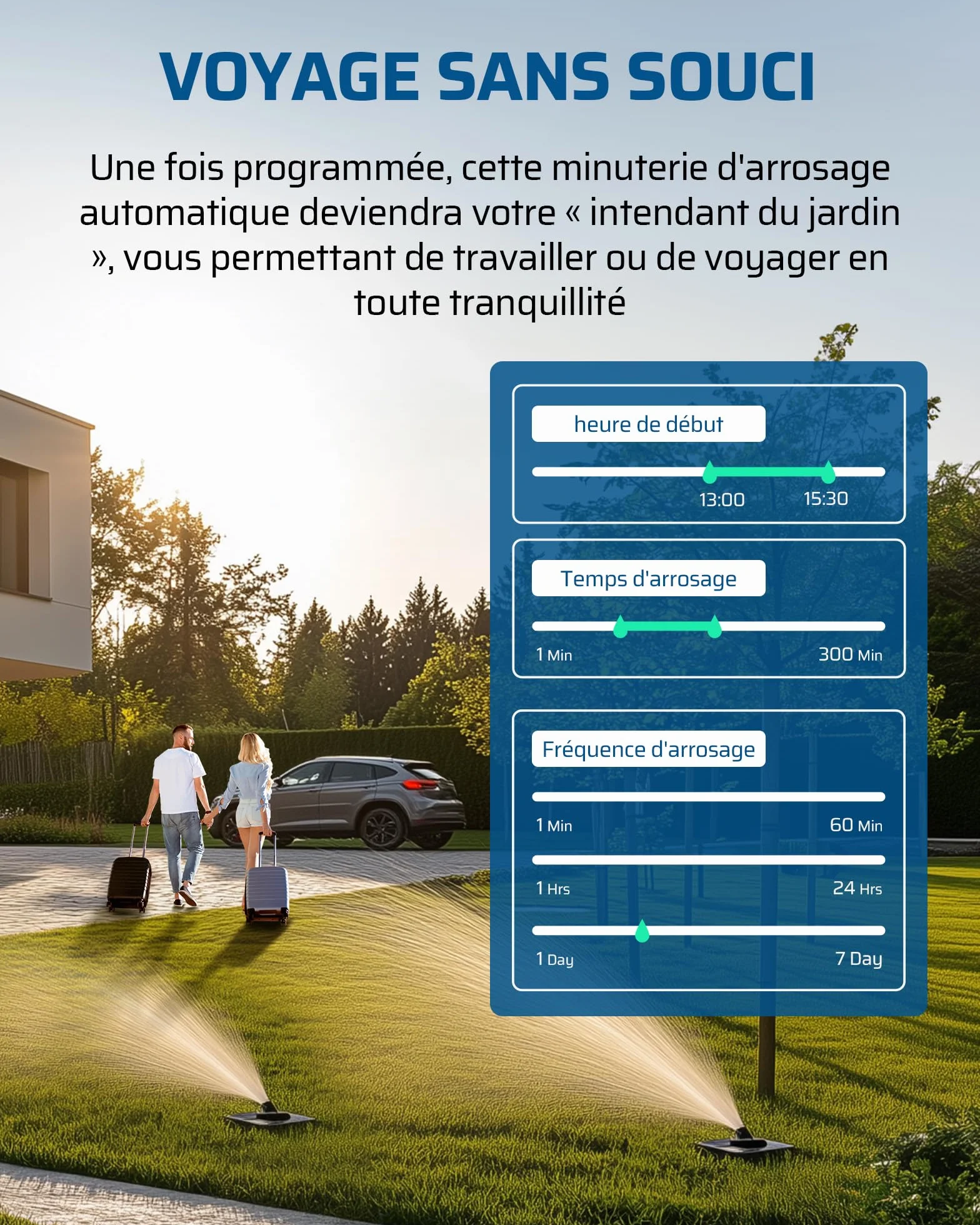 DEWENWILS Programmateur Arrosage 2 Voies, Écran LED 2,8", Entrée Laiton, IP55 Étanche