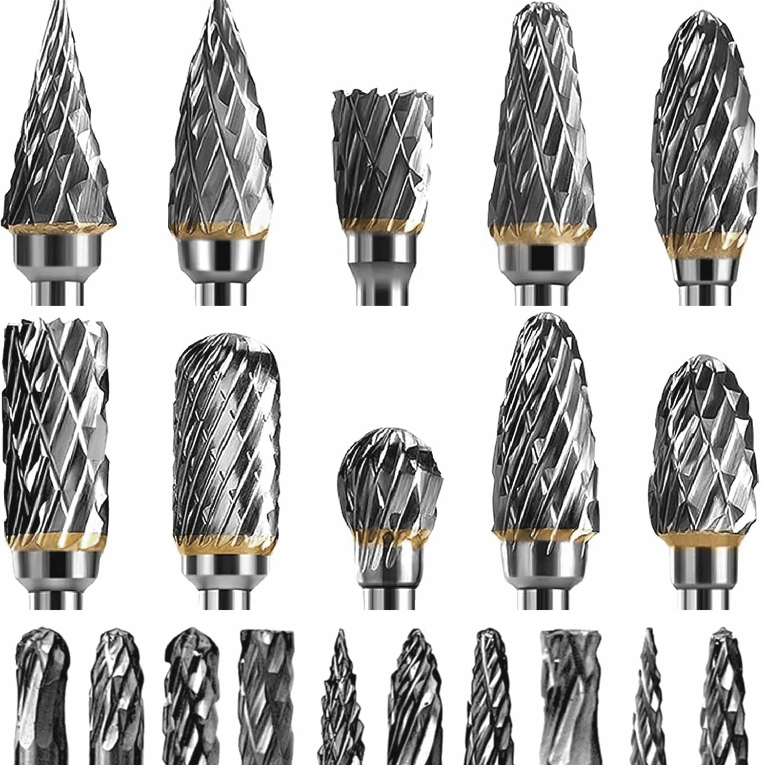 20pcs Fraise Carbure, Ensemble de Fraises Rotatives en Acier au Tungstène, Taille 1/8", pour le Travail du Bois, le Polissage des Métaux, la Gravure, le Perçage