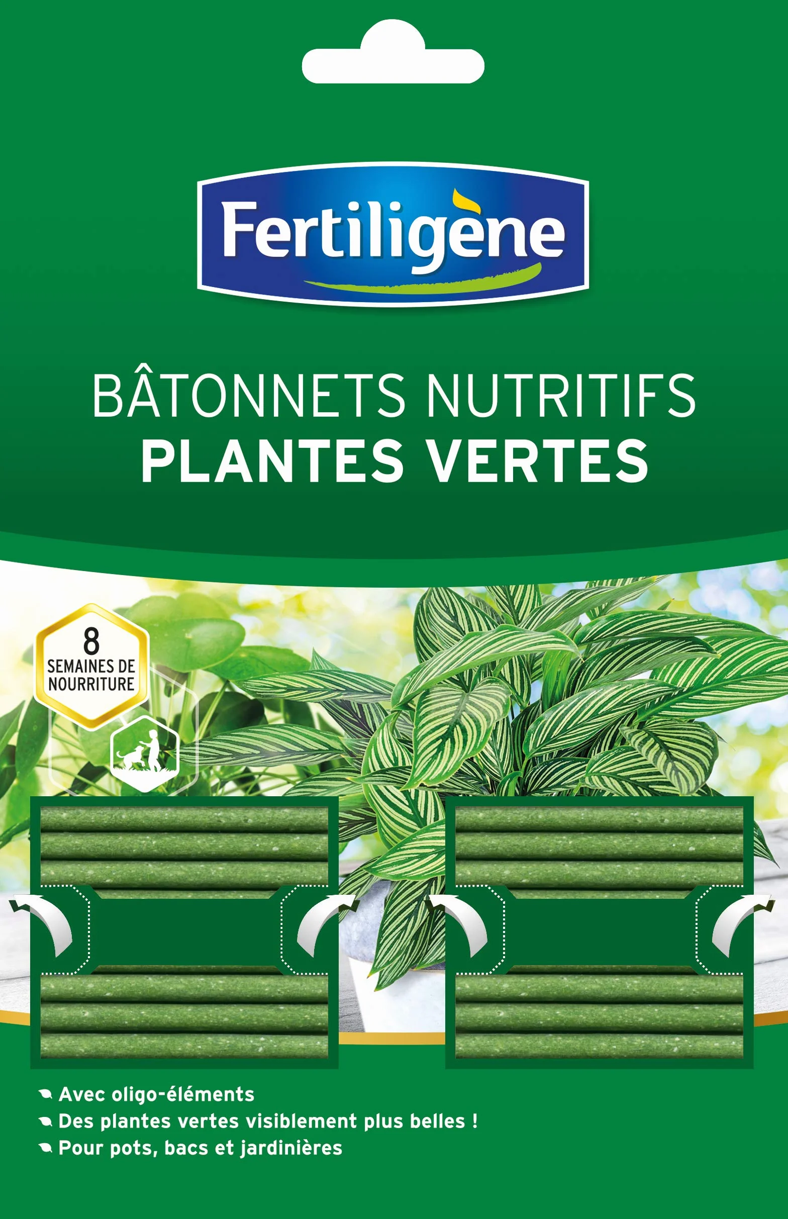 FERTILIGÈNE Bâtonnets Nutritifs Plantes Vertes 30 Bâtonnets – Nutrition 8 Semaines Action Progressive