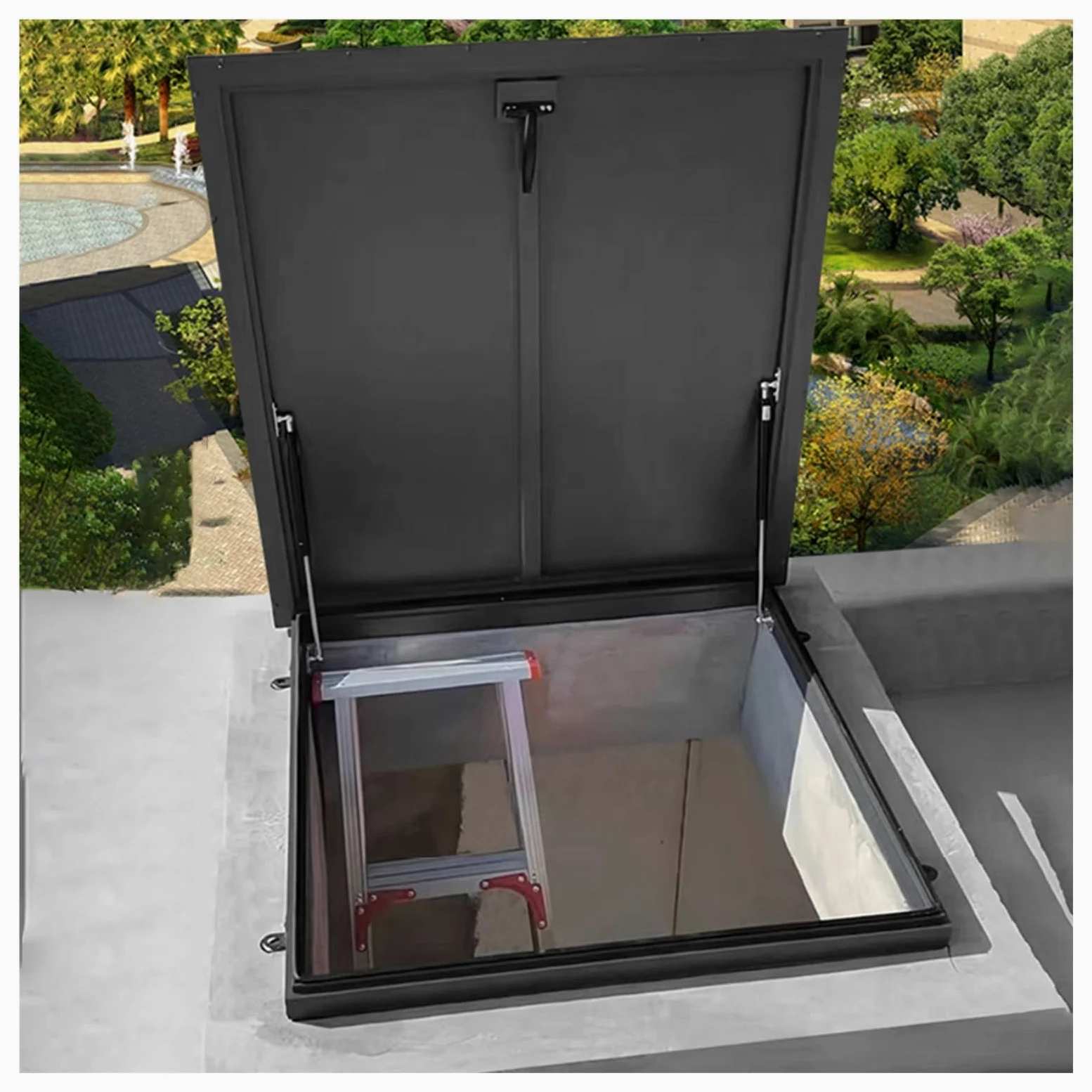 Trappe d'accès au toit personnalisée, porte d'accès à la ventilation d'urgence, trappe de toit ventilée grise (70 x 75 cm) – Durable, installation facile, idéale pour les greniers et les toits