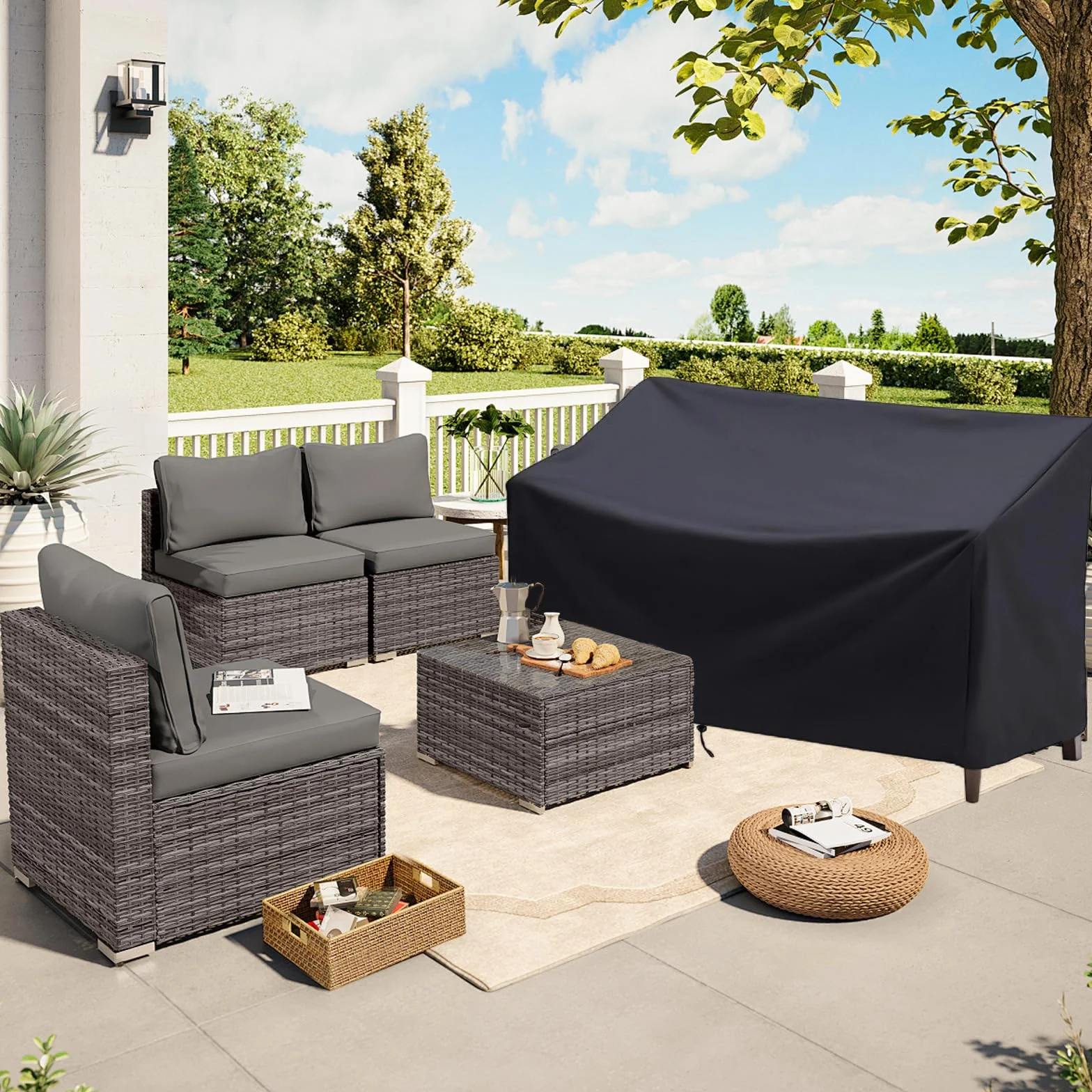 Housse Canapé Extérieur 2 Places 134×66×89cm avec Ouvertures d'Aération