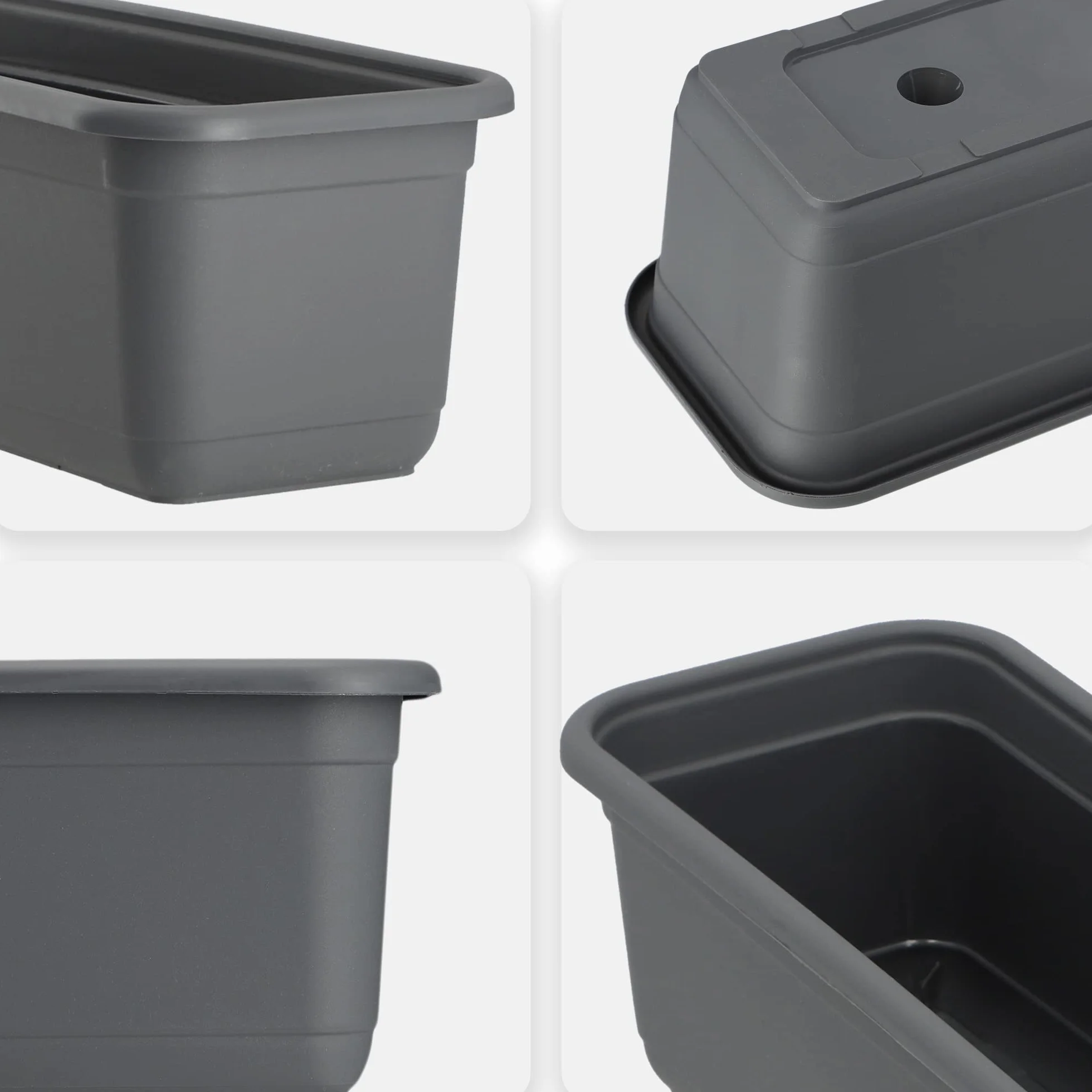 KADAX Jardinière 40 cm anthracite - Pot de fleurs pour balcon terrasse extérieur