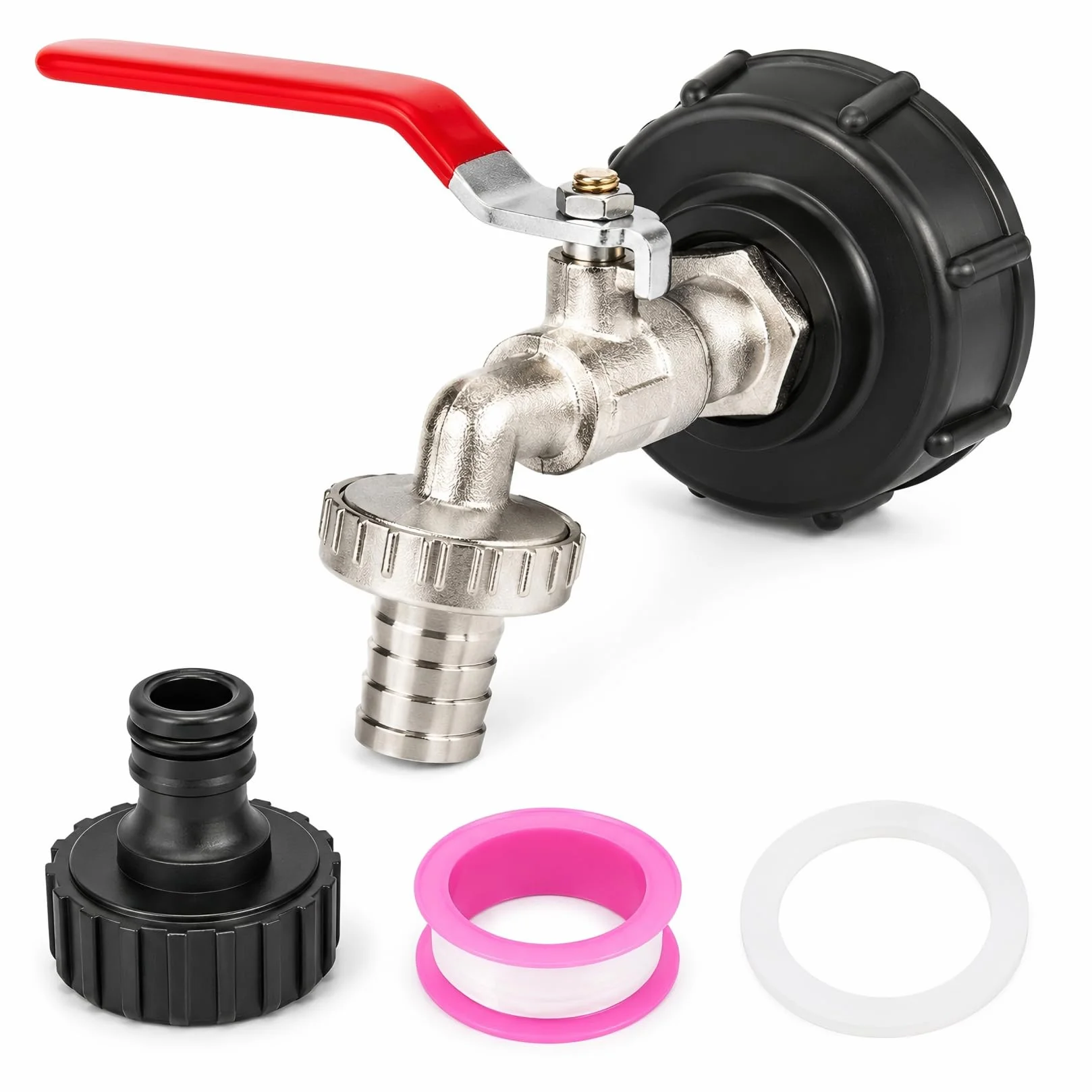Robinet Cuve 1000L Adaptateur 3/4" Raccord Réservoir Alliage Aluminium Jardin Laiton S60X6 IBC Arrosage Extérieur